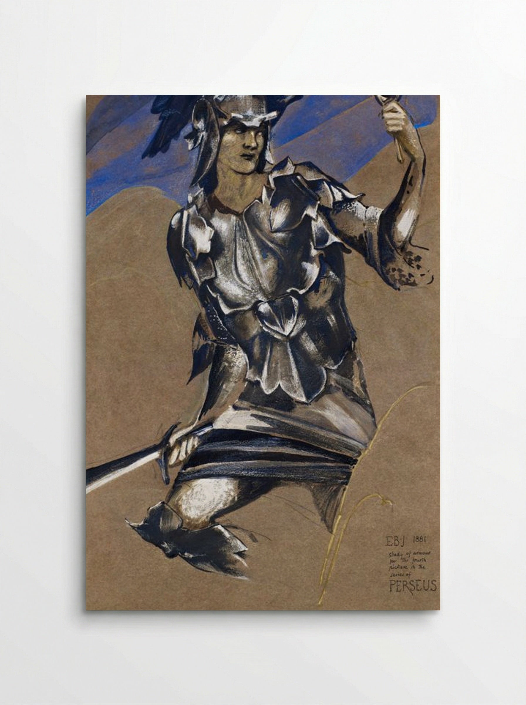 Study of Perseus in Armour for 'The Finding of Medusa' - Edward Burne-Jones - Poster