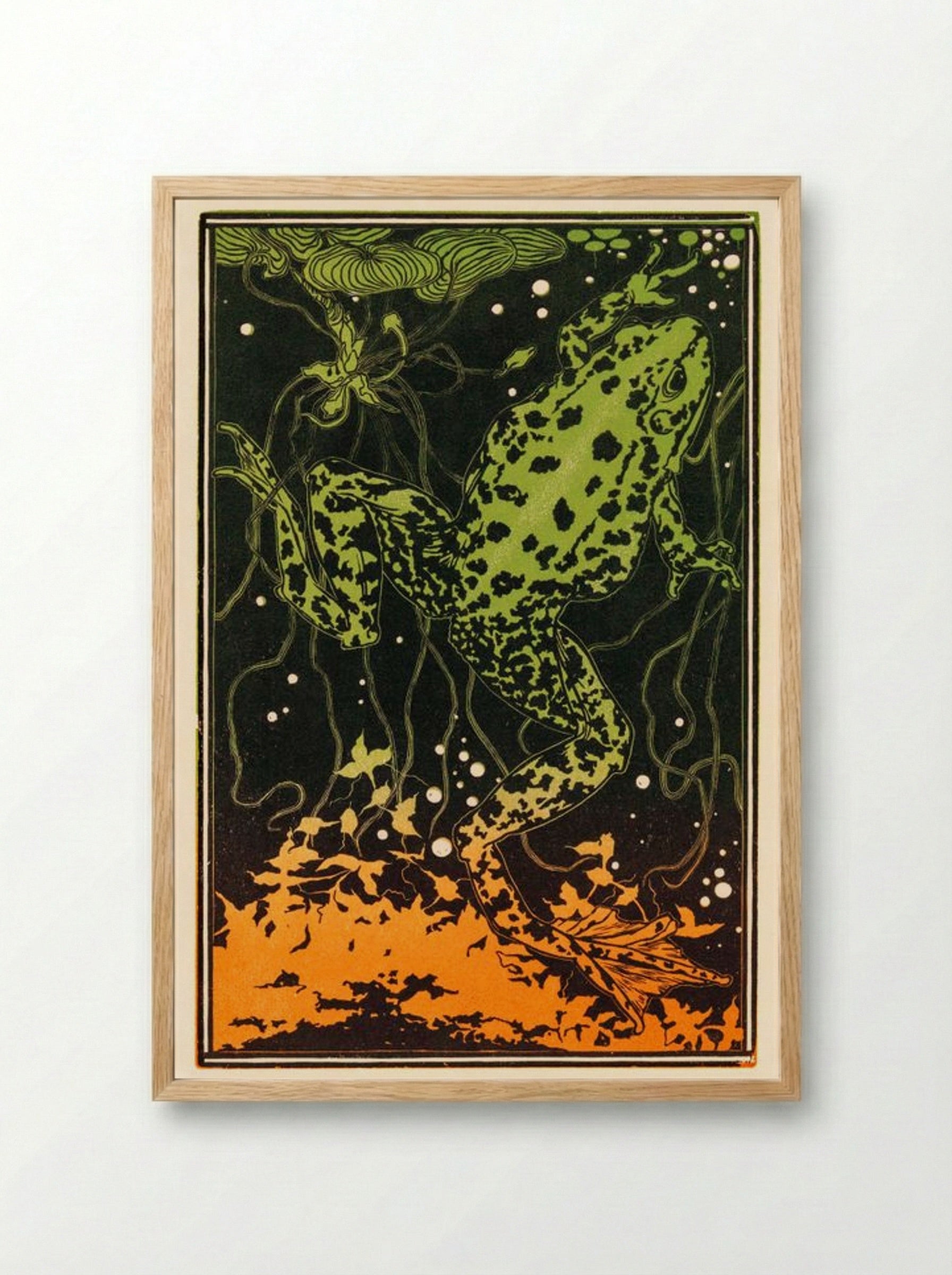 Swimming Frog - Julie de Graag - Framed Print Wood