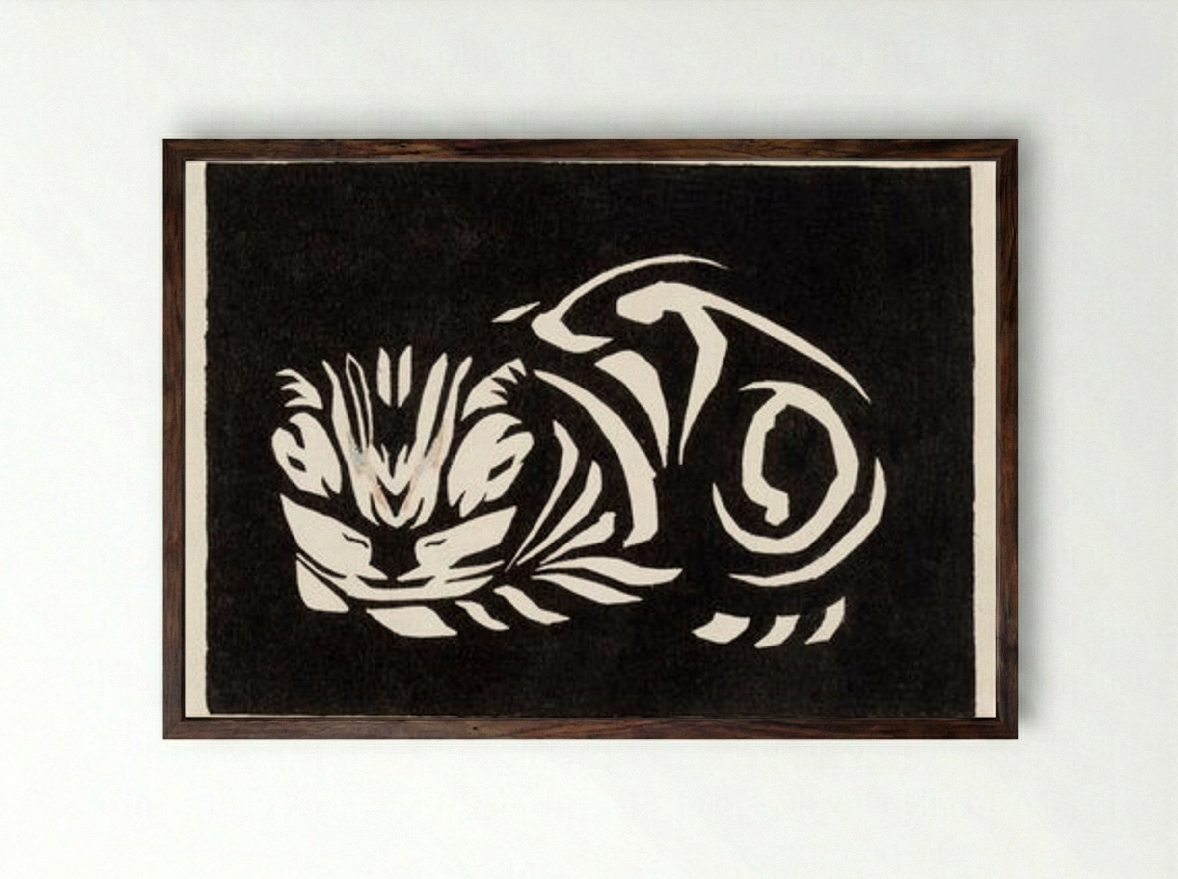 Cat - Julie de Graag - Framed Print Dark Wood