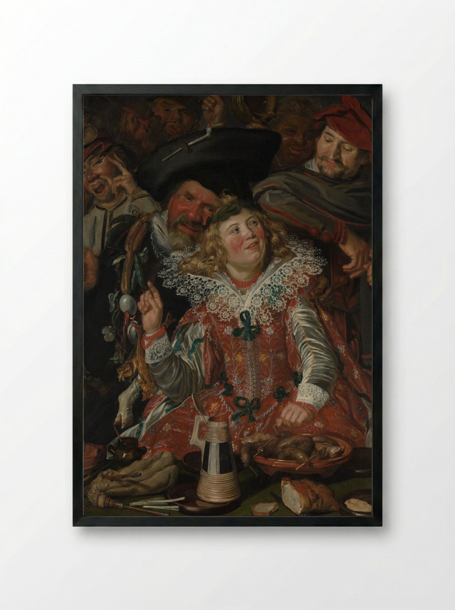 Merrymakers at Shrovetide - Frans Hals - Framed Print Black