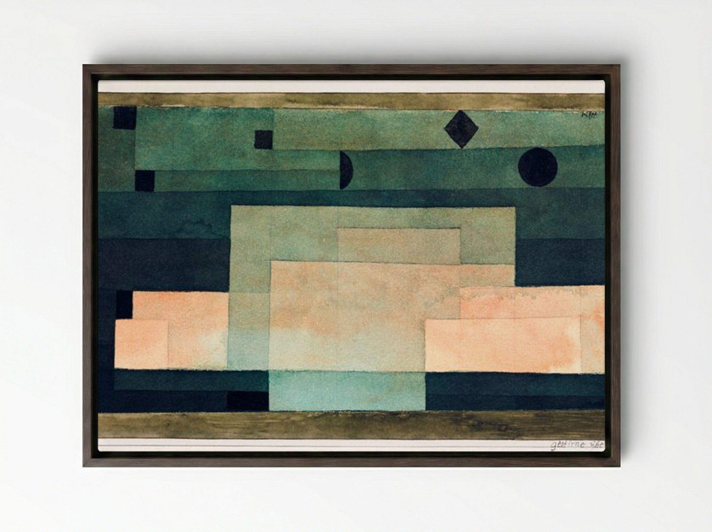 The Firmament Above the Temple - Paul Klee - Framed Canvas Dark Wood