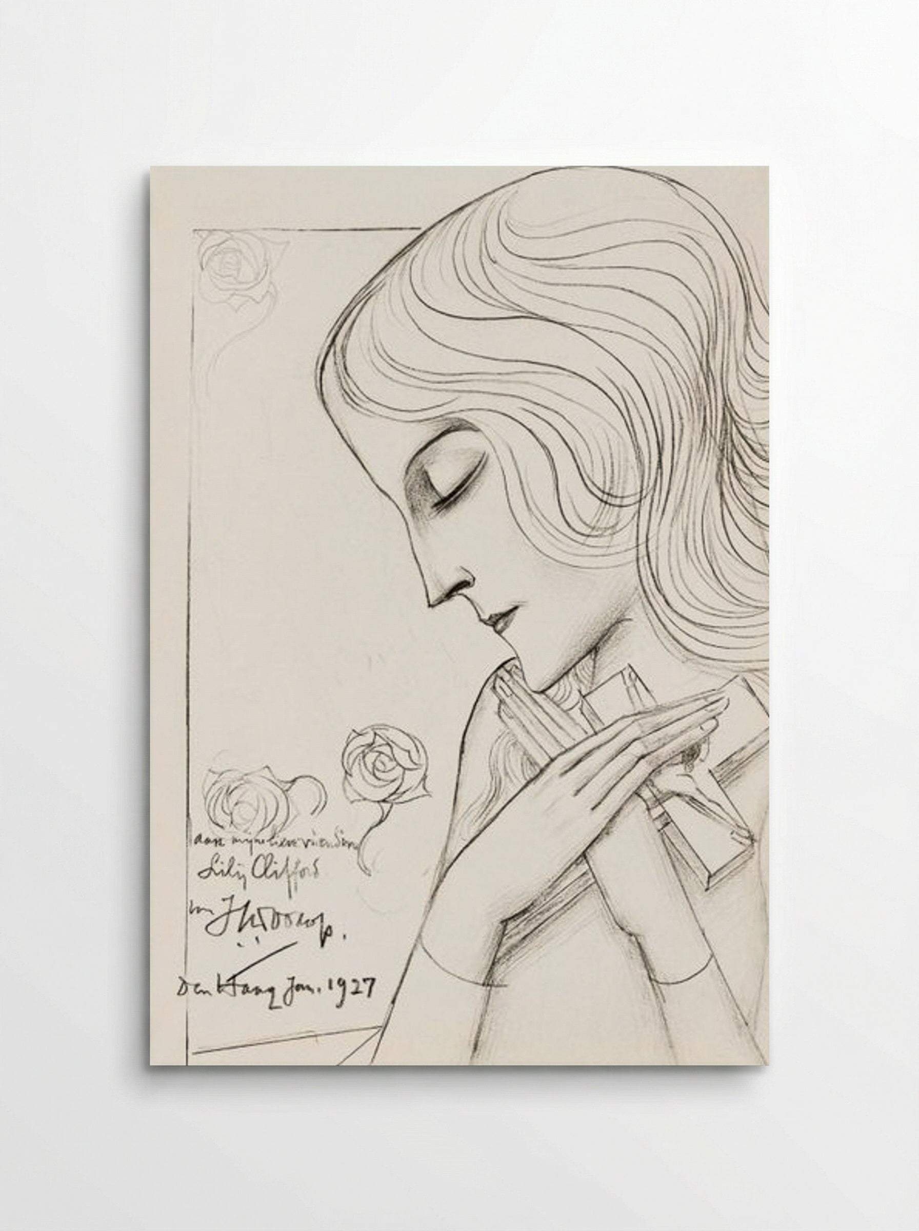 Young Girl Holding a Cross in Meditation - Jan Toorop - Poster
