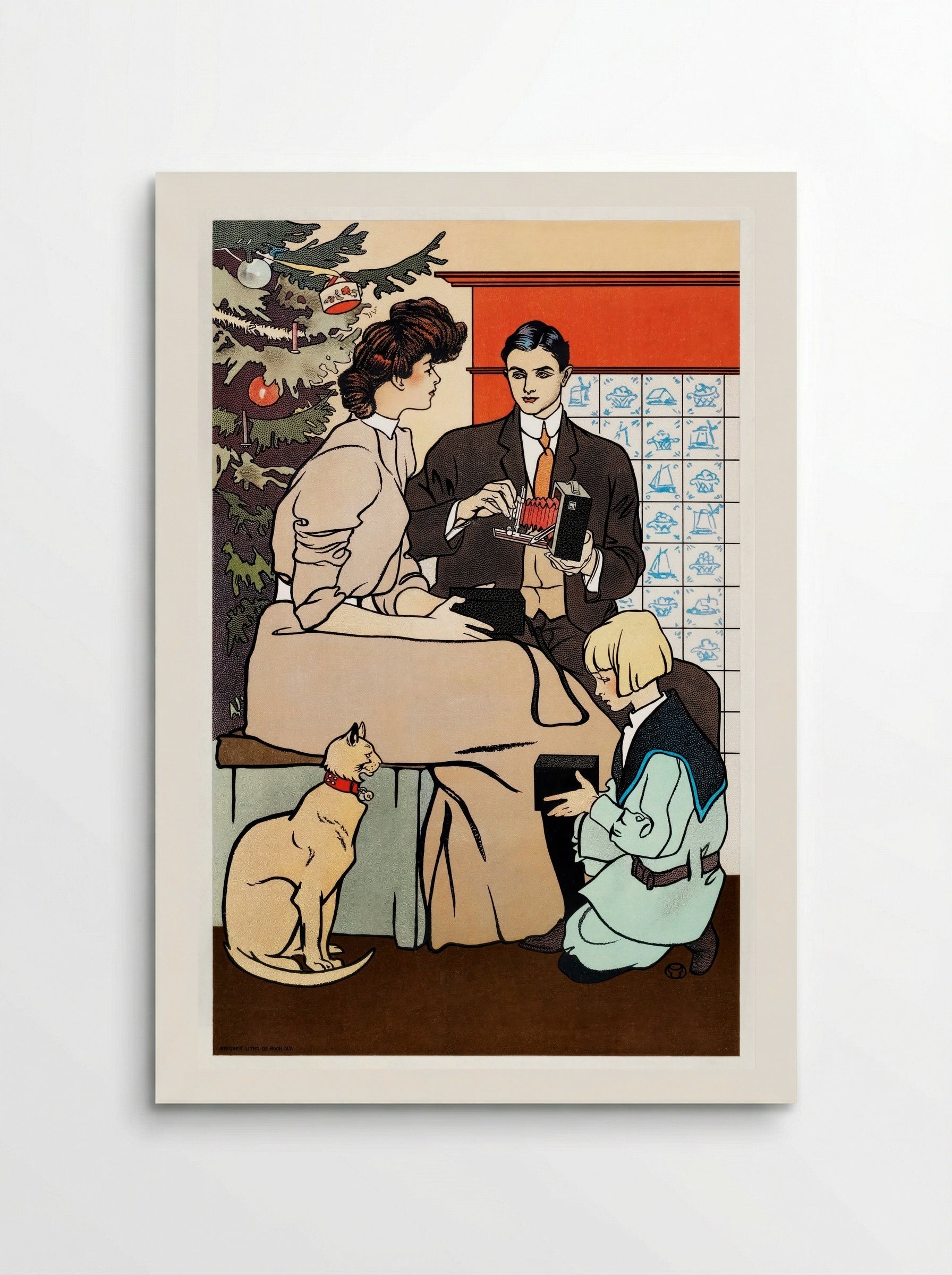 Vintage Christmas Morning (Family Scene with Camera) - Edward Penfield - Poster