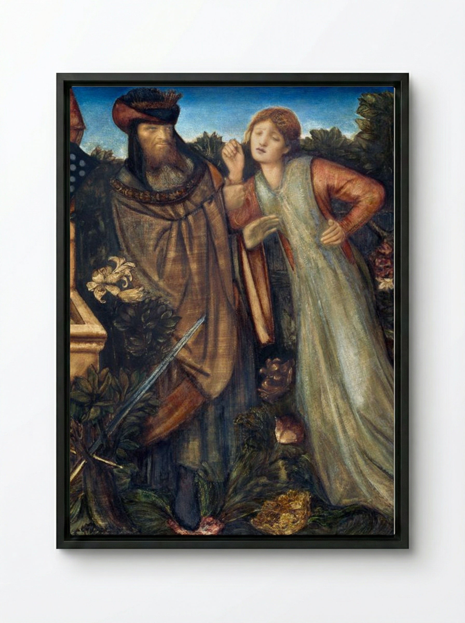 King Mark and La Belle Iseult - Edward Burne-Jones - Framed Canvas Black