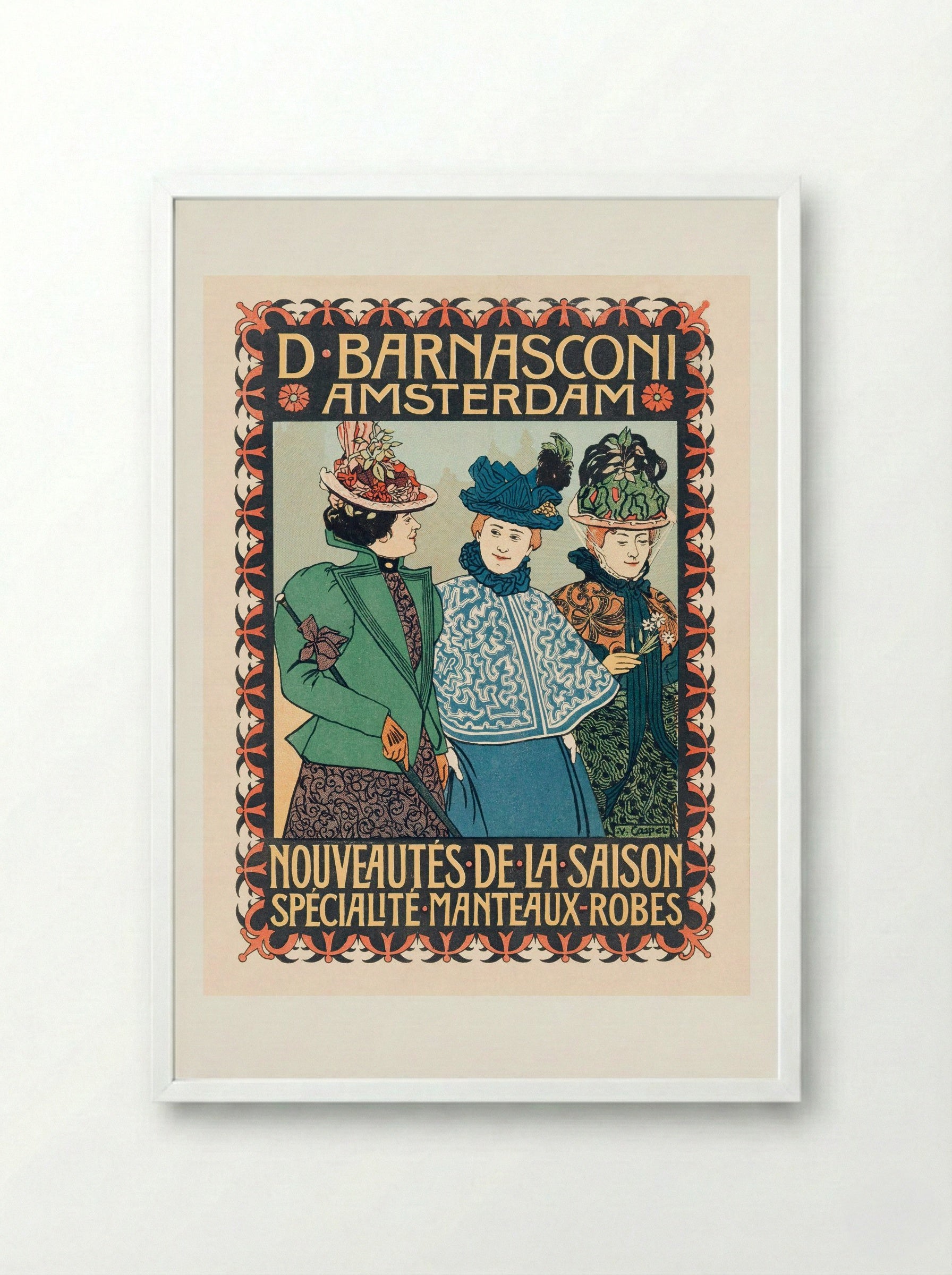 Advertentie van kledingzaak D. Barnasconi in Amsterdam - Johann Georg van Caspel - Framed Print White