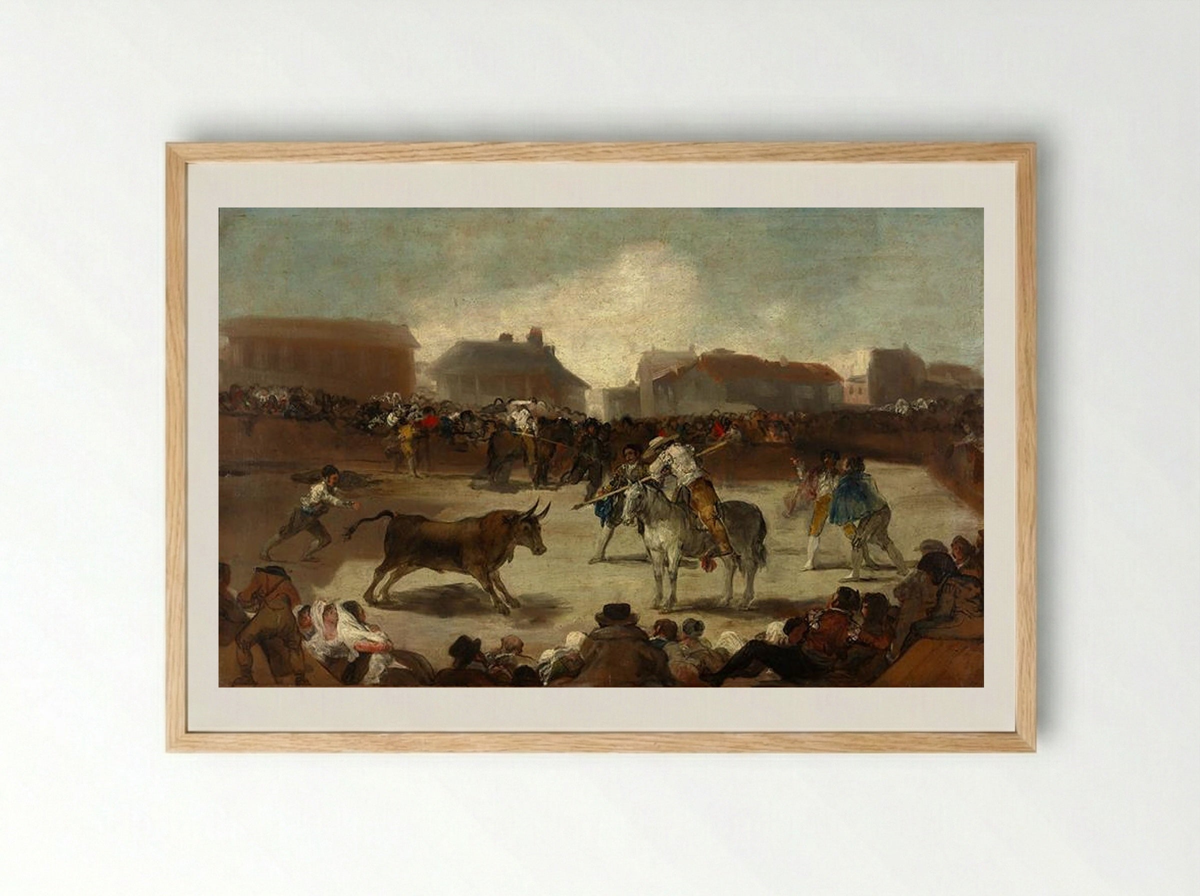 A Village Bullfight - Francisco Goya - Framed Print Wood