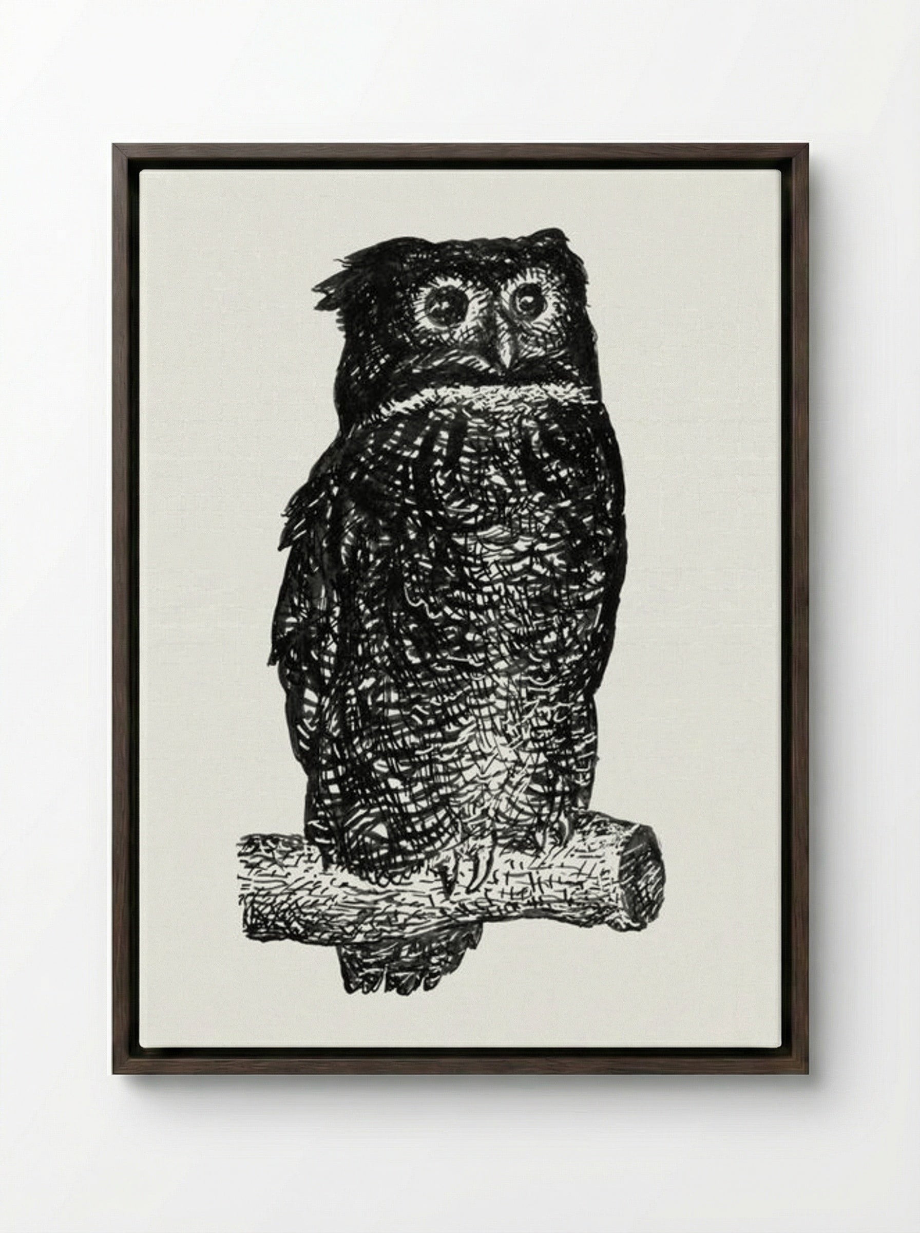Owl - Leo Gestel - Framed Canvas Dark Wood