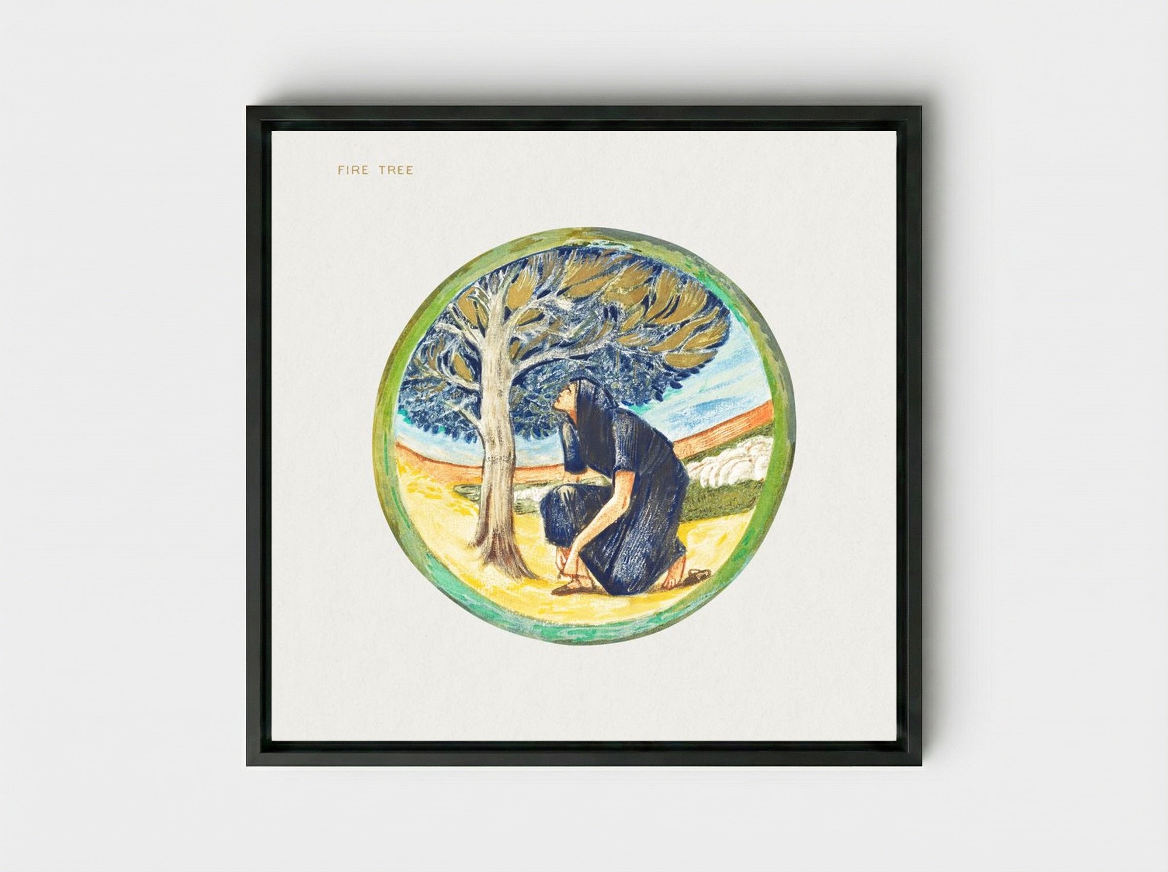 Fire Tree from The Flower Book - Edward Burne-Jones - Framed Canvas Black