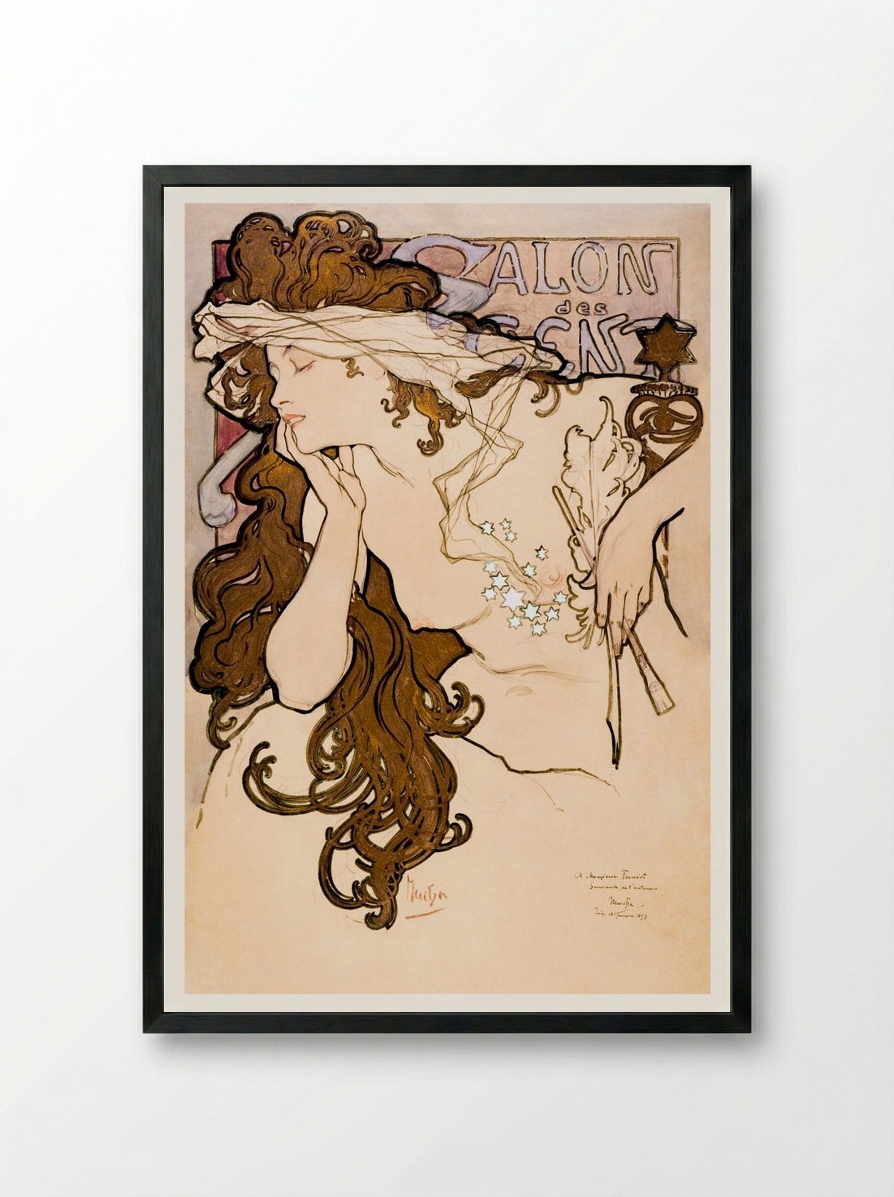 Salon des Cent Poster - Alphonse Mucha - Framed Print Black