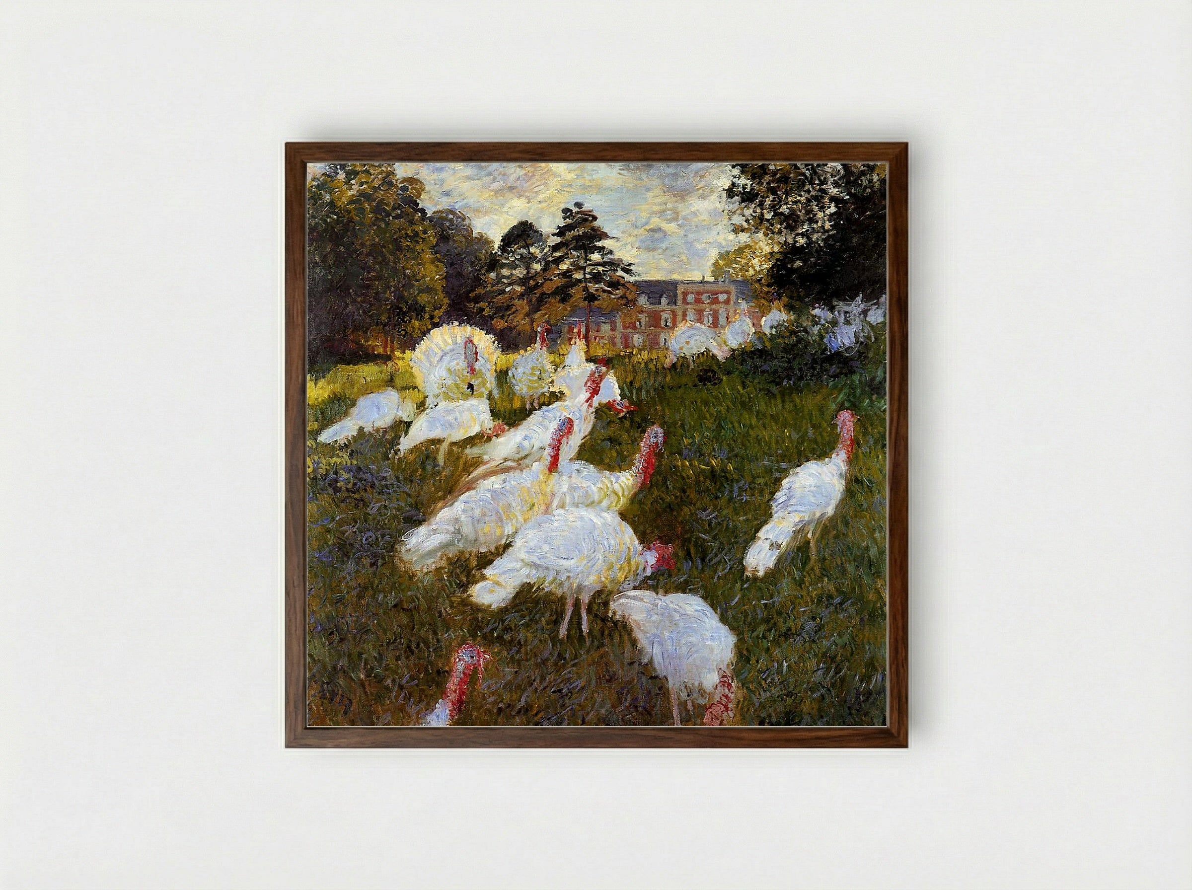The Turkeys - Claude Monet - Framed Print Dark Wood