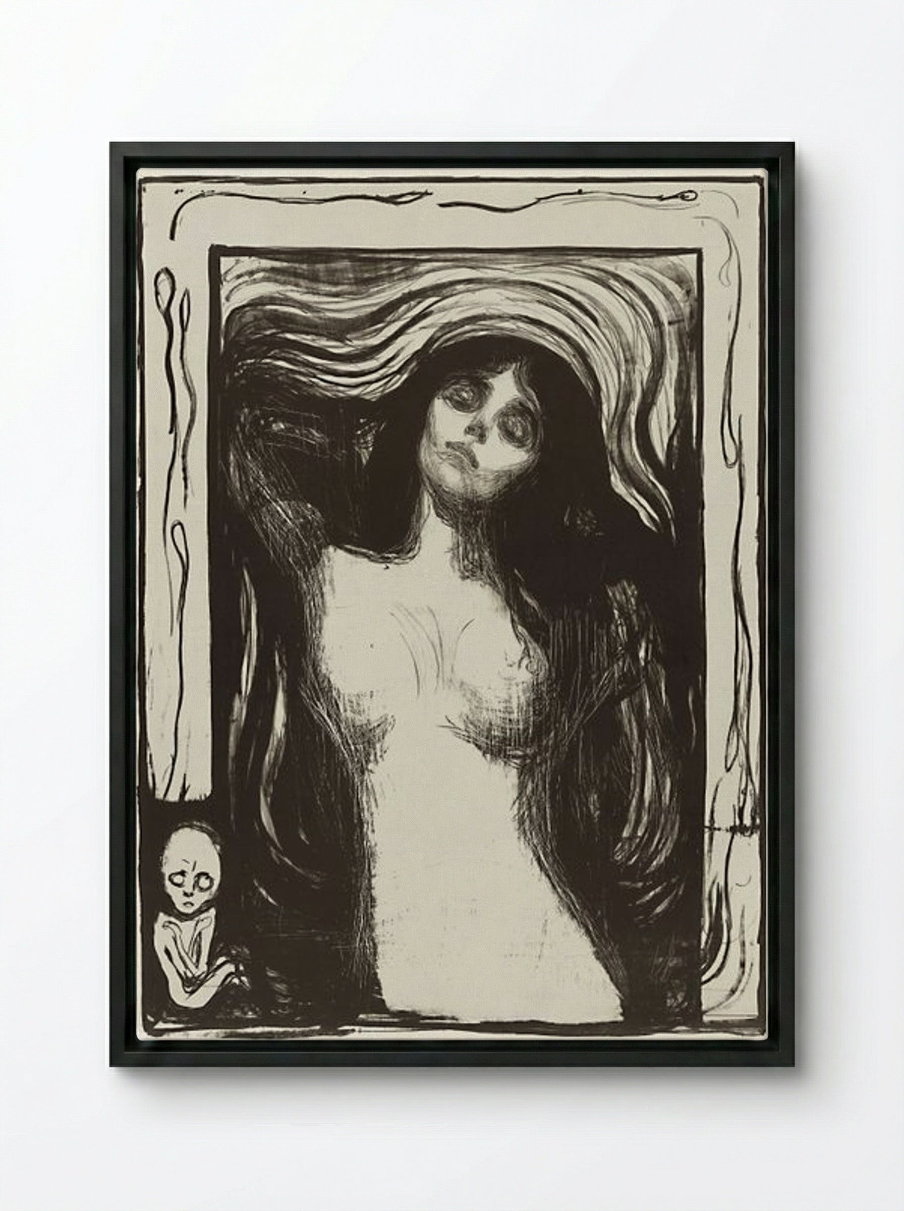 Madonna (Liebendes Weib) - Edvard Munch - Framed Canvas Black