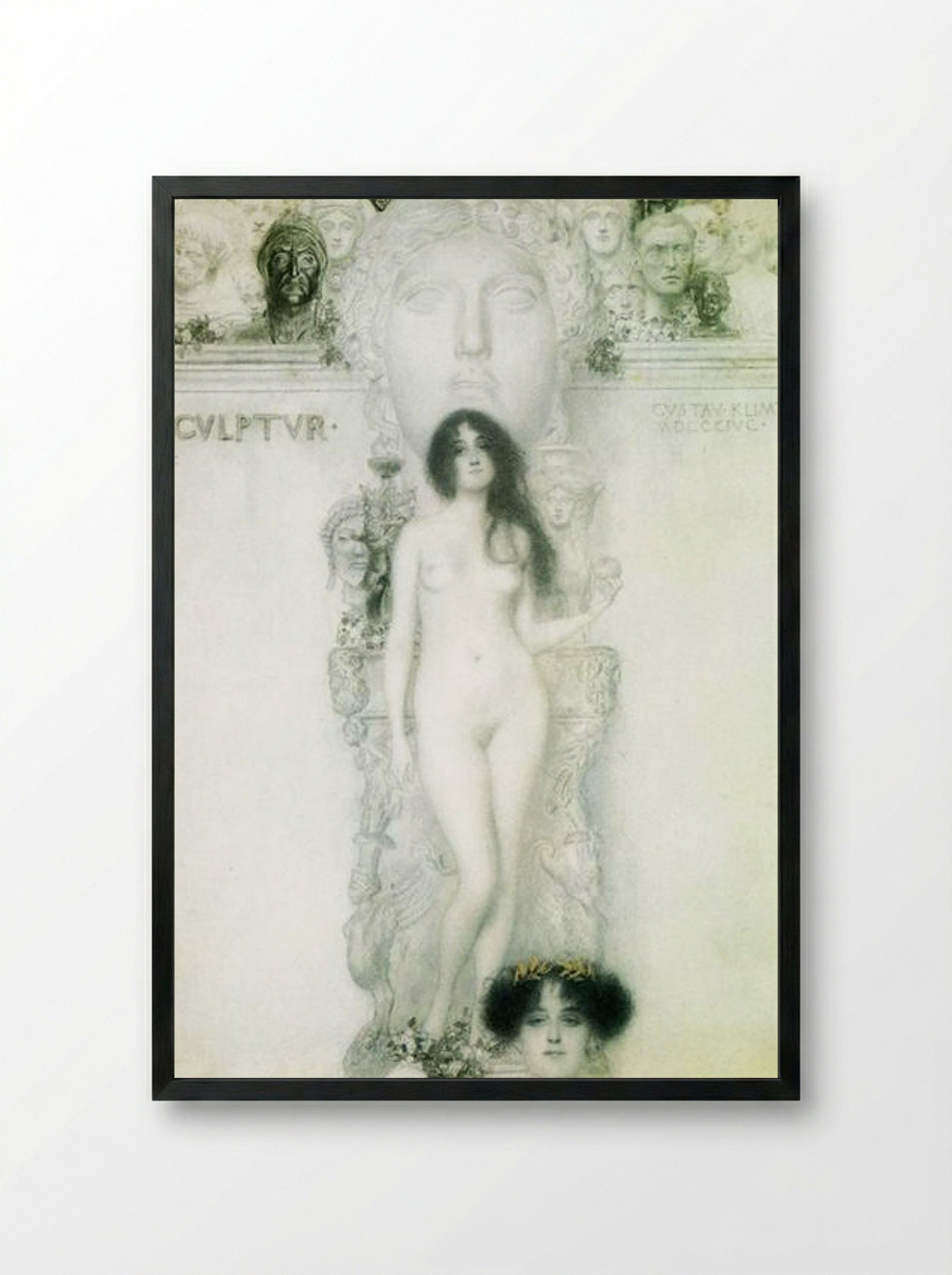 Allegory of Sculpture - Gustav Klimt - Framed Print Black