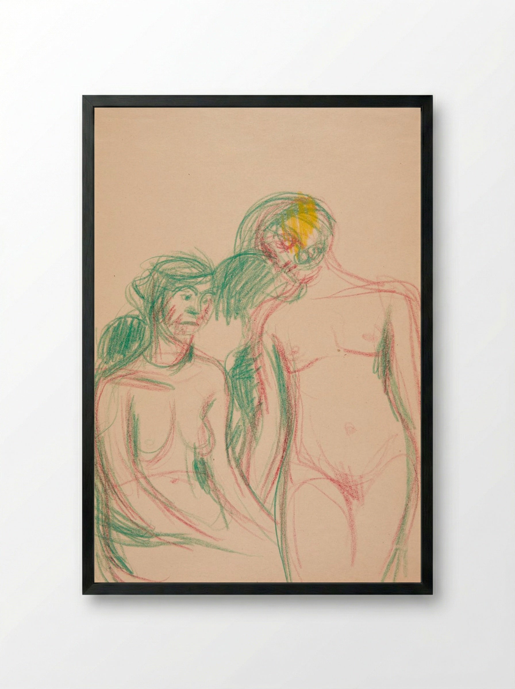 A Seated and a Standing Female Model - Harald Giersing - Framed Print Black