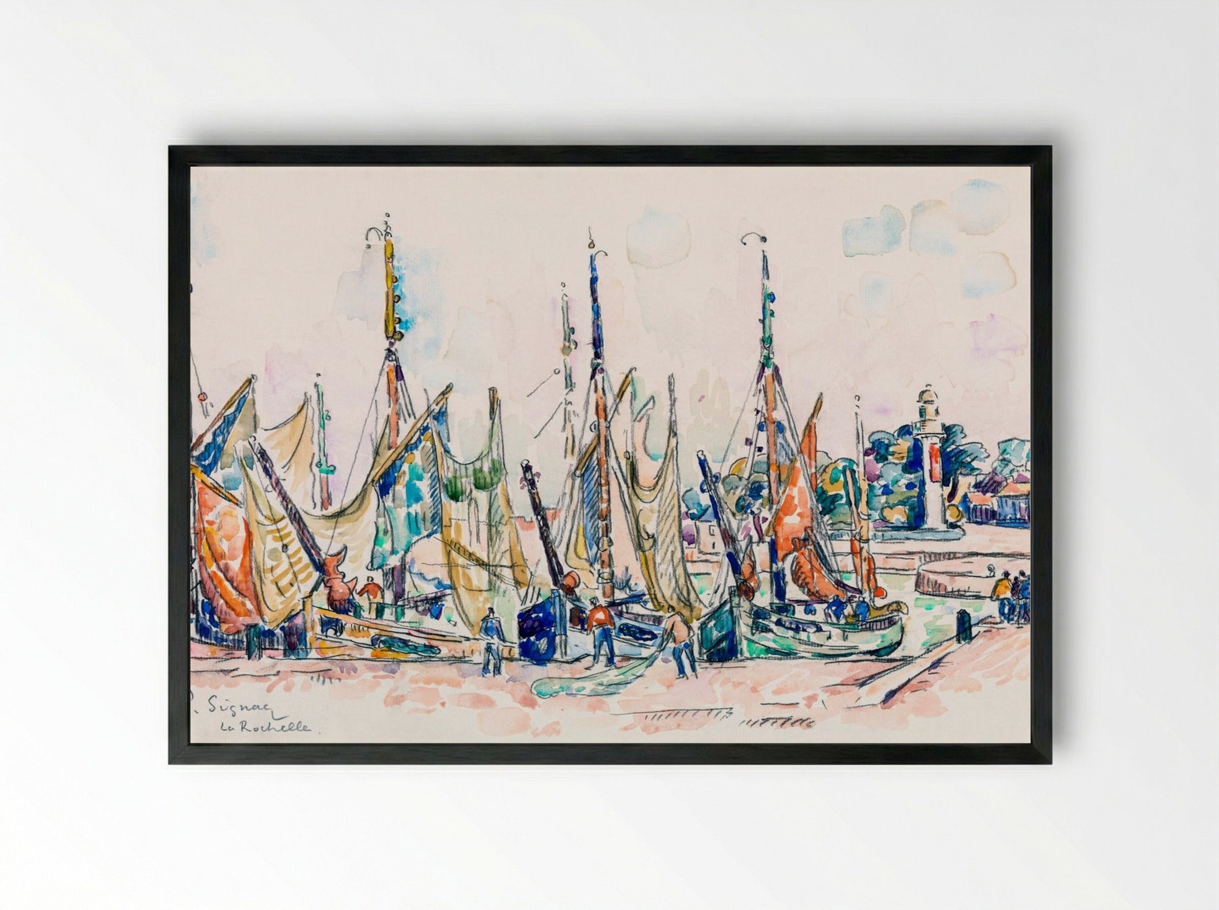 La Rochelle - Paul Signac - Framed Print Black