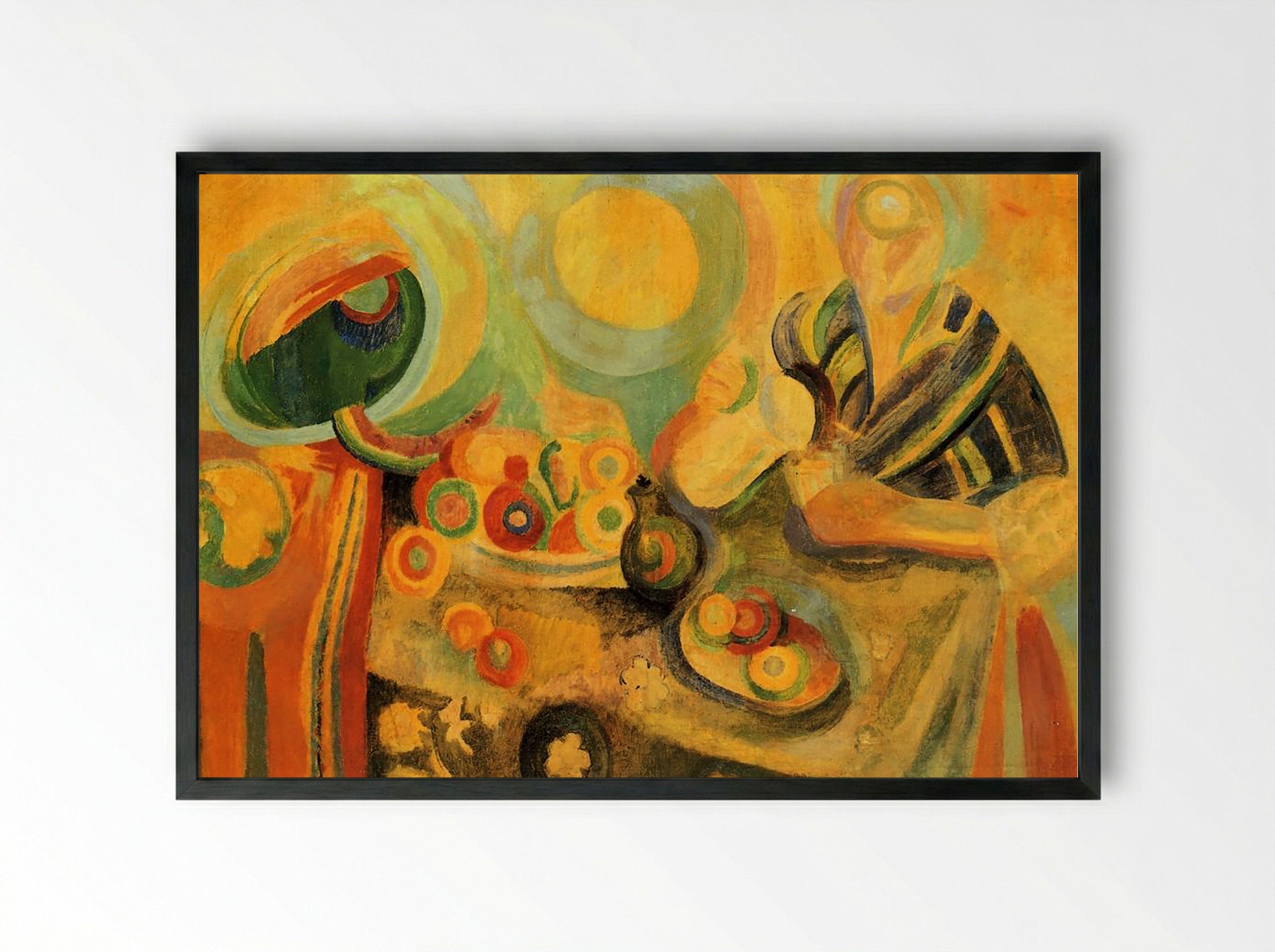 Still Life with Watermelon - Natalia Goncharova - Framed Print Black