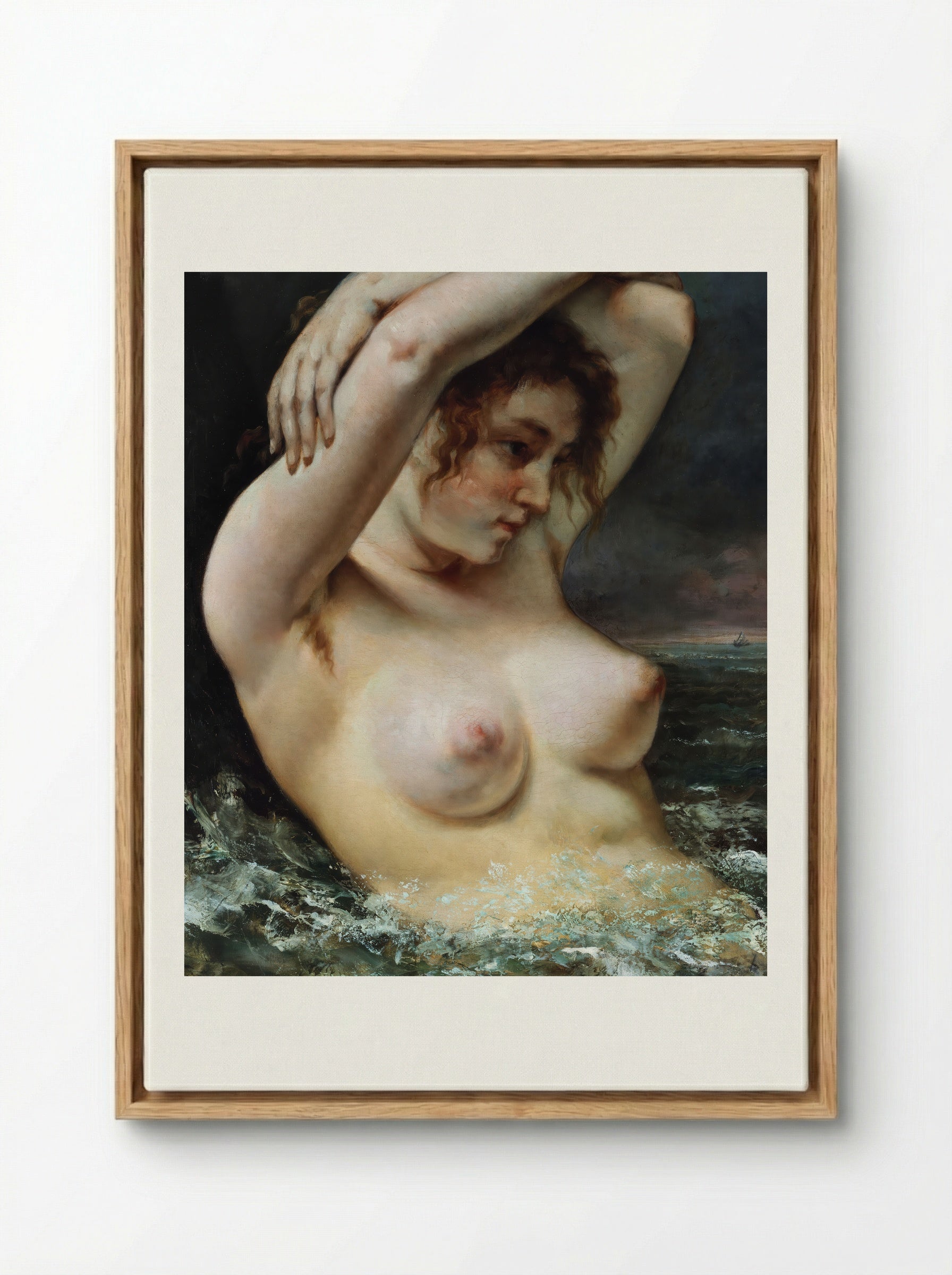 The Woman in the Waves - Gustave Courbet - Framed Canvas Wood