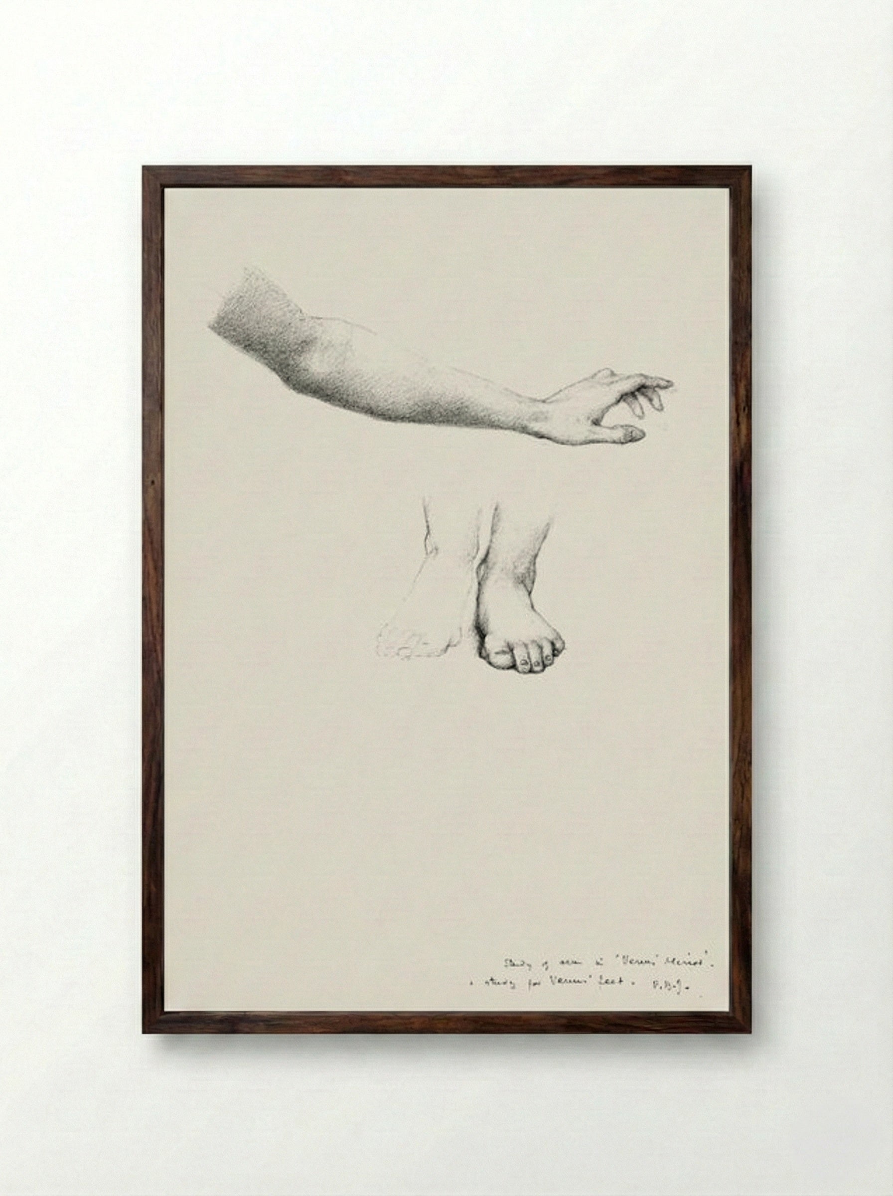 Study of Arm and Feet for 'The Mirror of Venus' - Edward Burne-Jones - Framed Print Dark Wood