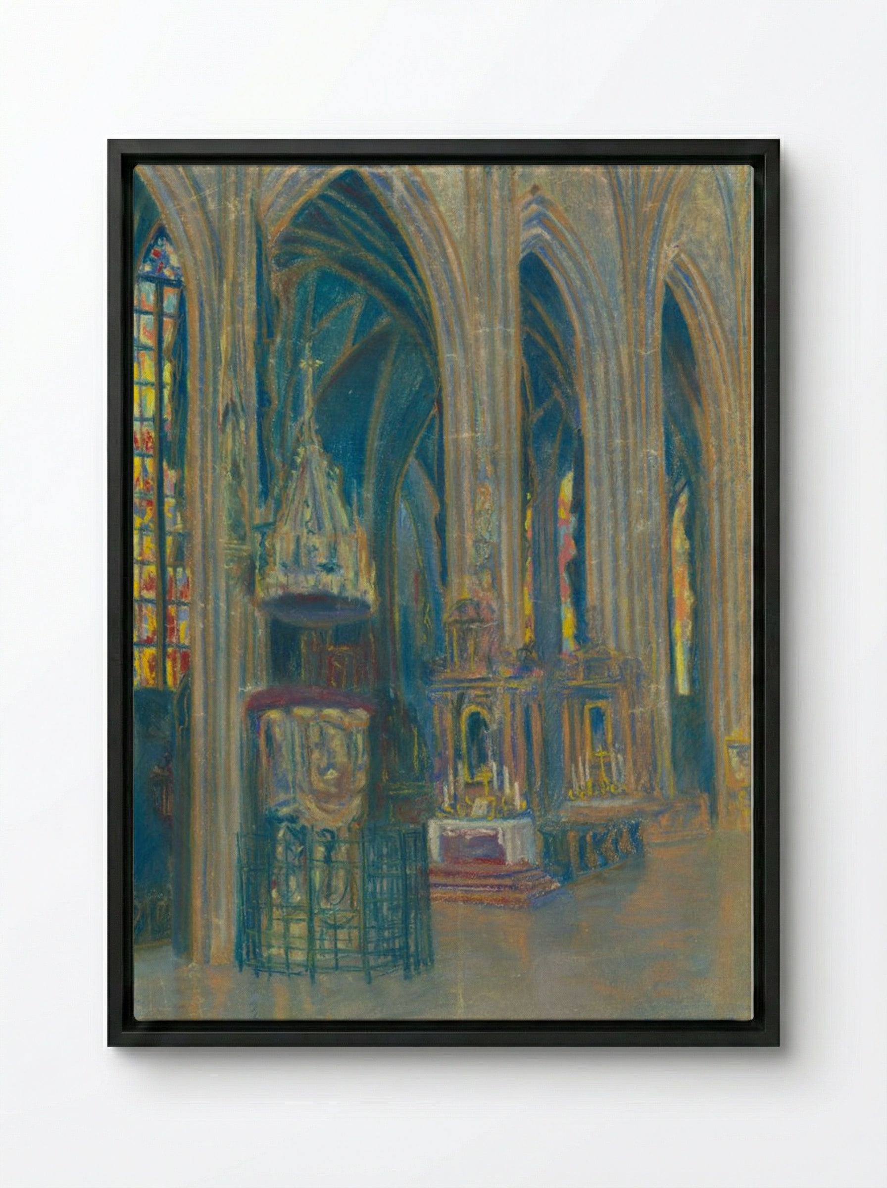 The Interior of the Košice Cathedral - Konstantin Bauer - Framed Canvas Black
