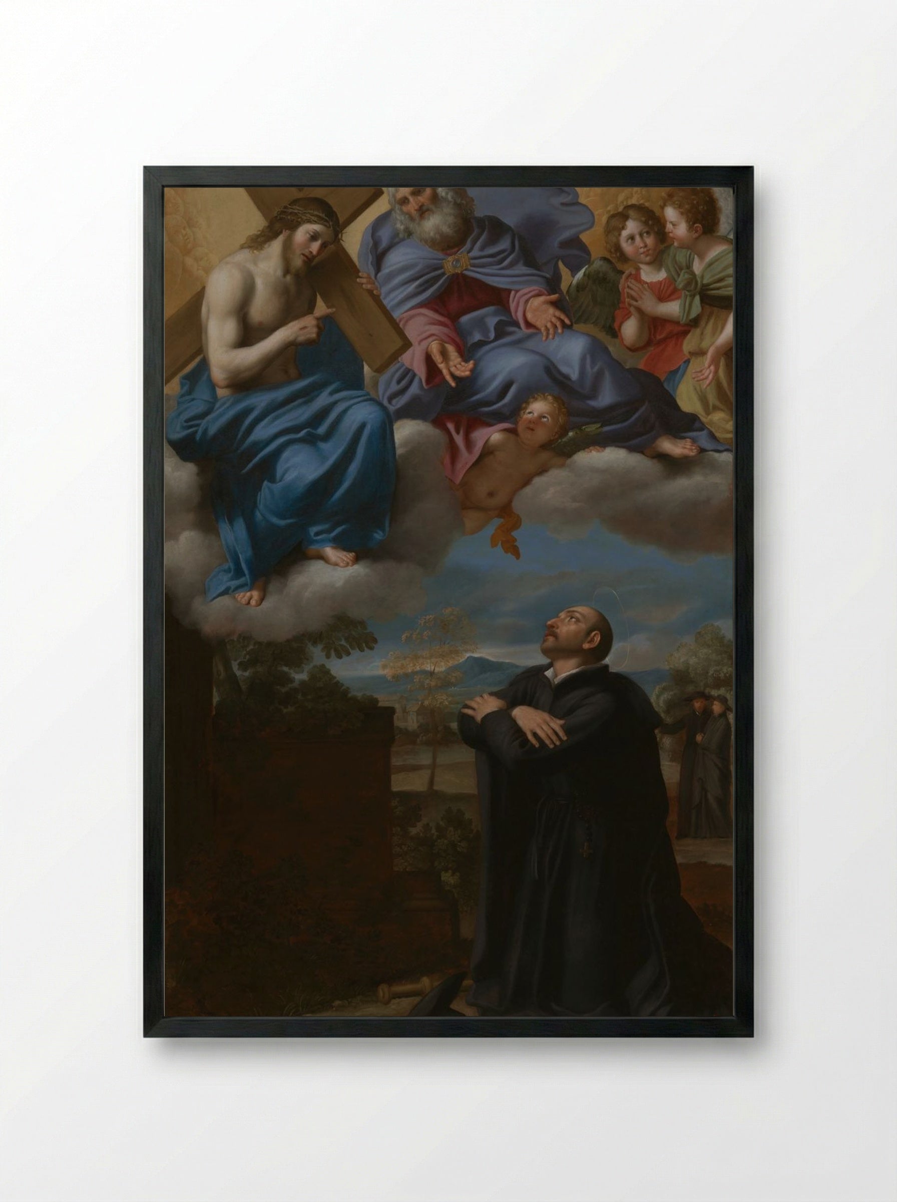 Saint Ignatius of Loyola's Vision of Christ and God the Father at La Storta - Domenichino (Domenico Zampieri) - Framed Print Black