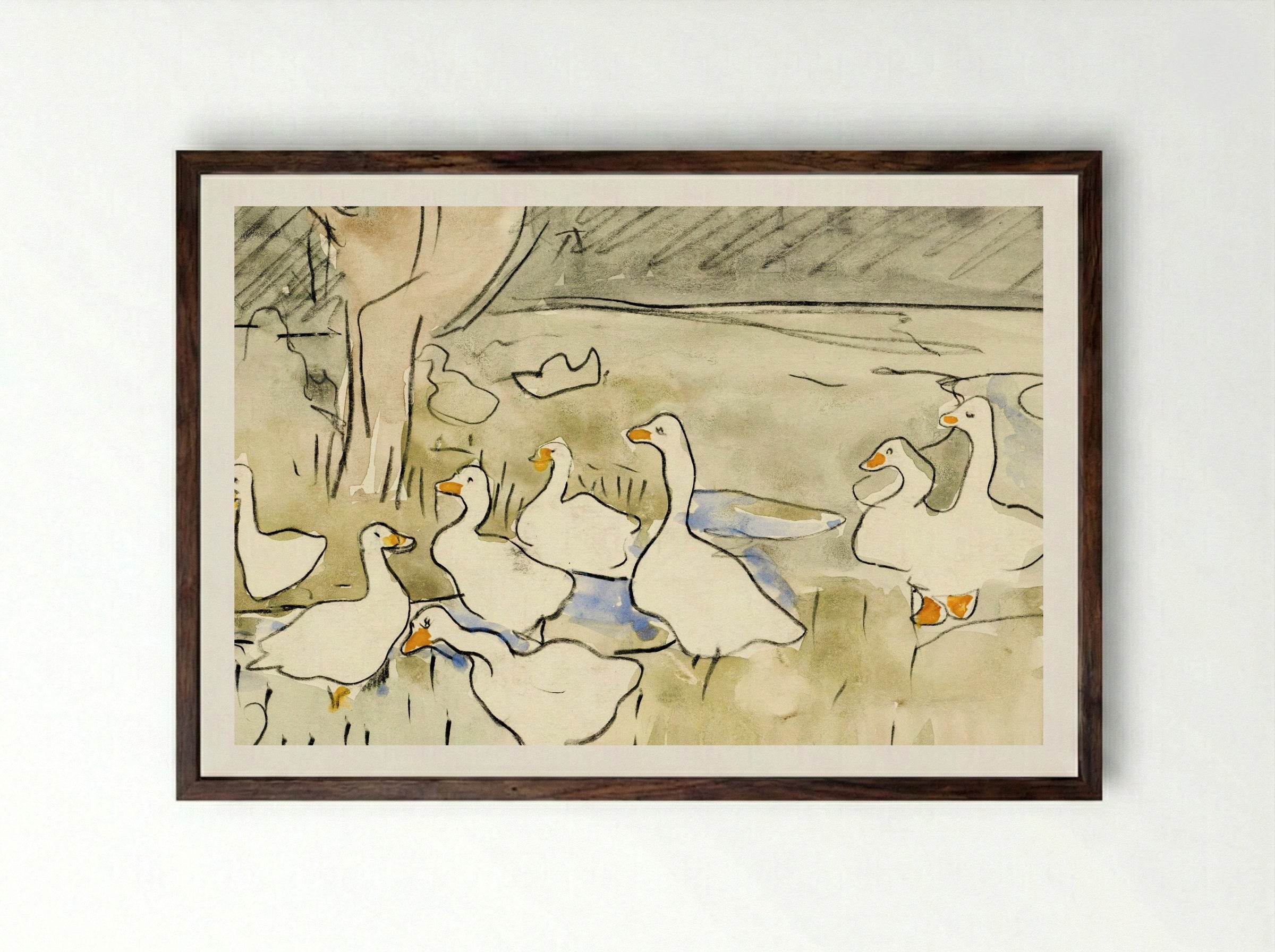 Ducks - Theo van Hoytema - Framed Print Dark Wood
