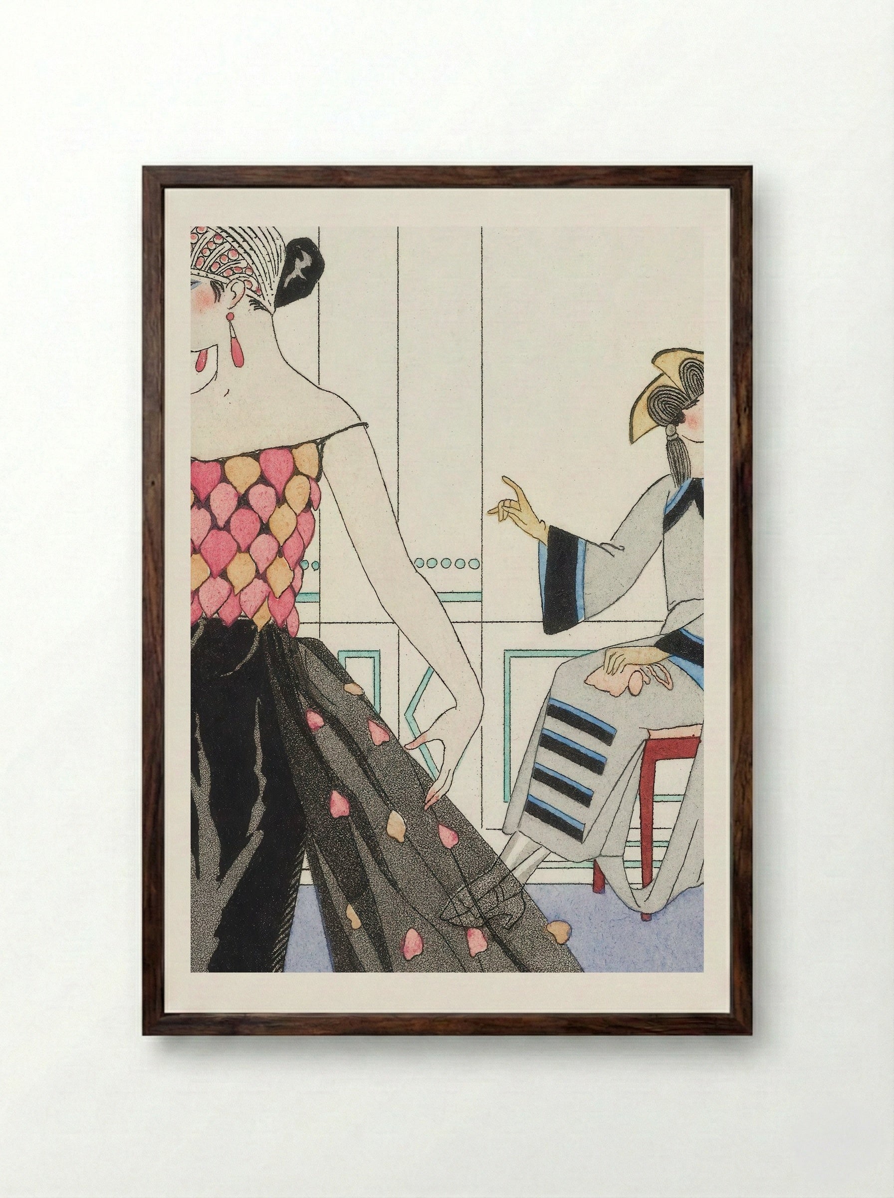 La Toilette Délicieuse - George Barbier - Framed Print Dark Wood