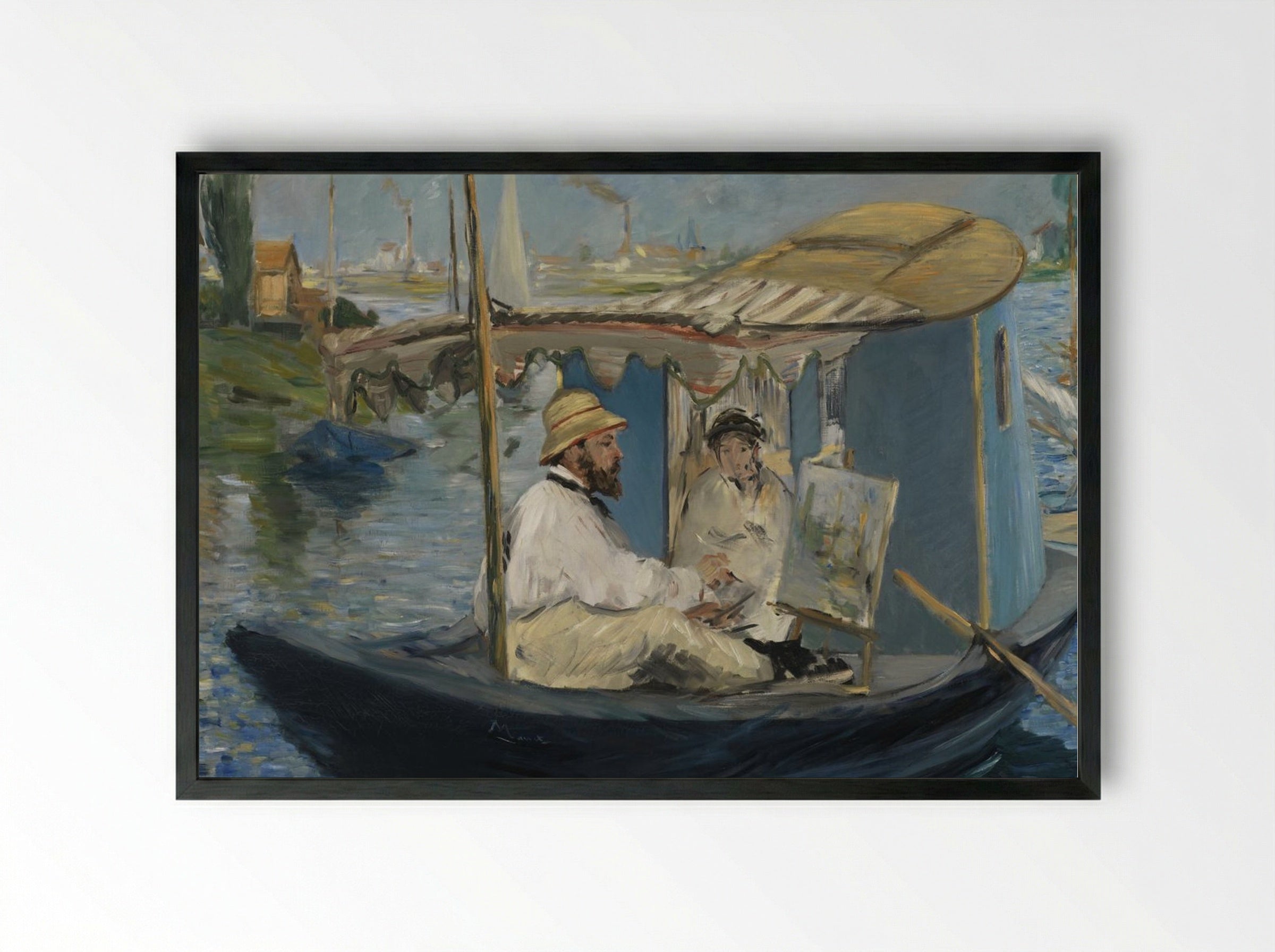 Claude Monet Painting in his Studio - Édouard Manet - Framed Print Black