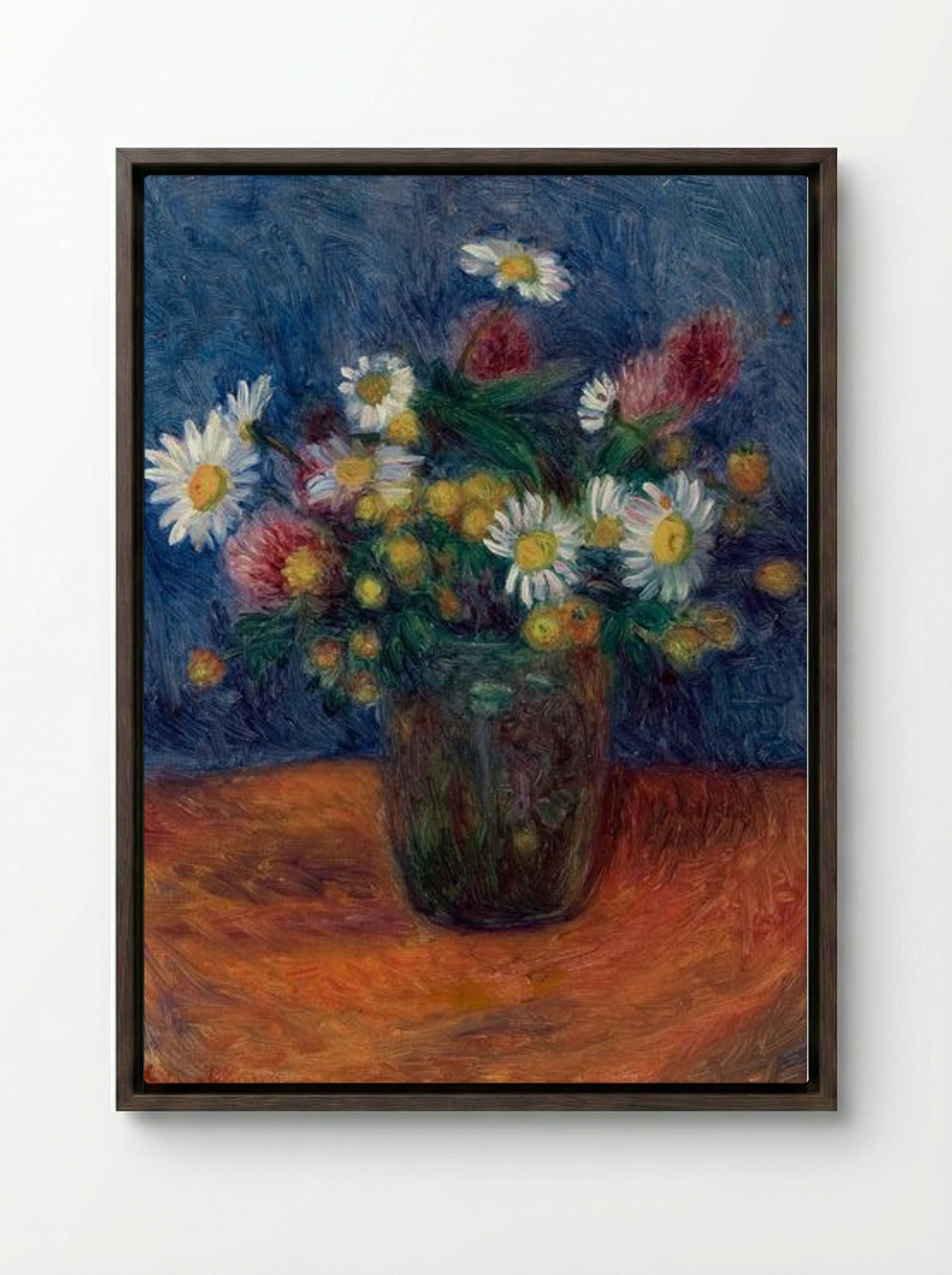 Flowers in a Vase - William James Glackens - Framed Canvas Dark Wood