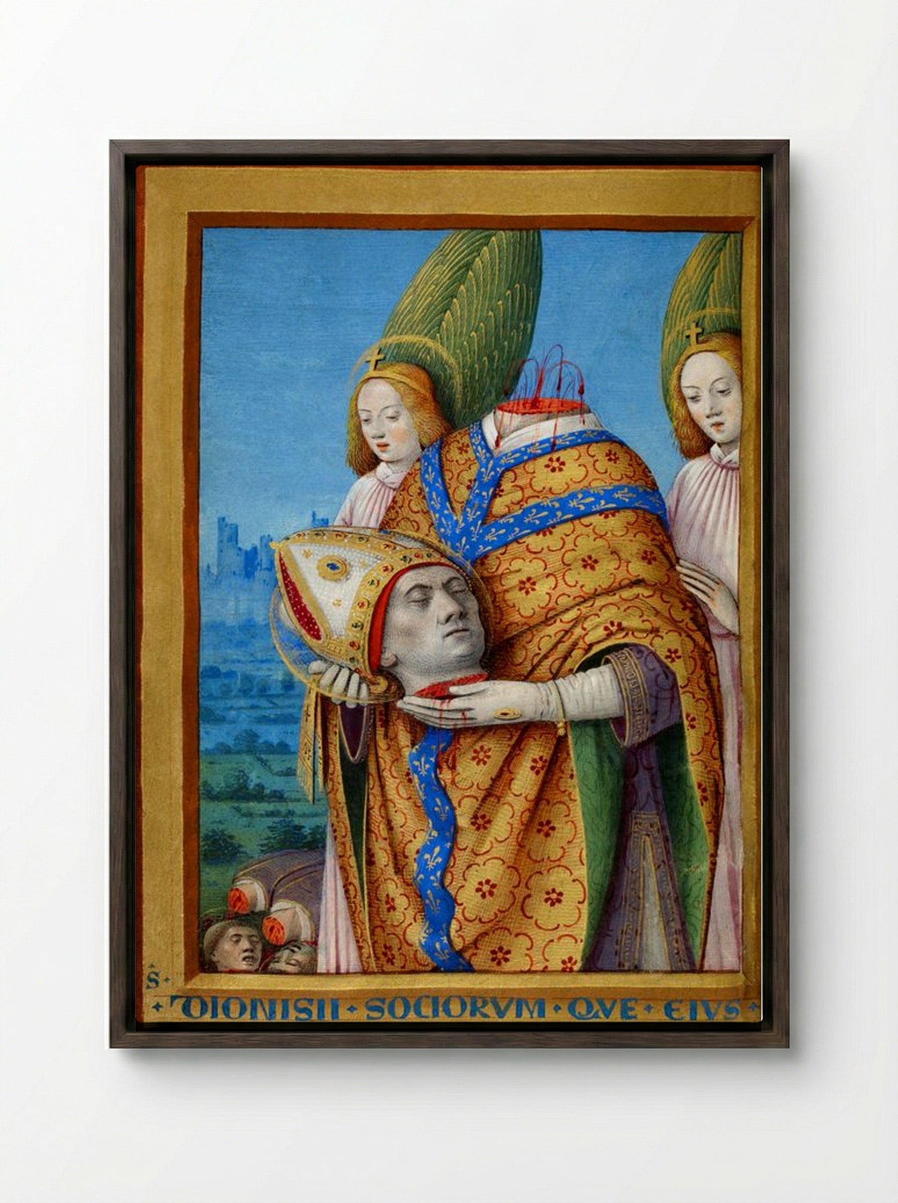 The Martyrdom of Saint Denis - Fine Art Print - Framed Canvas Dark Wood