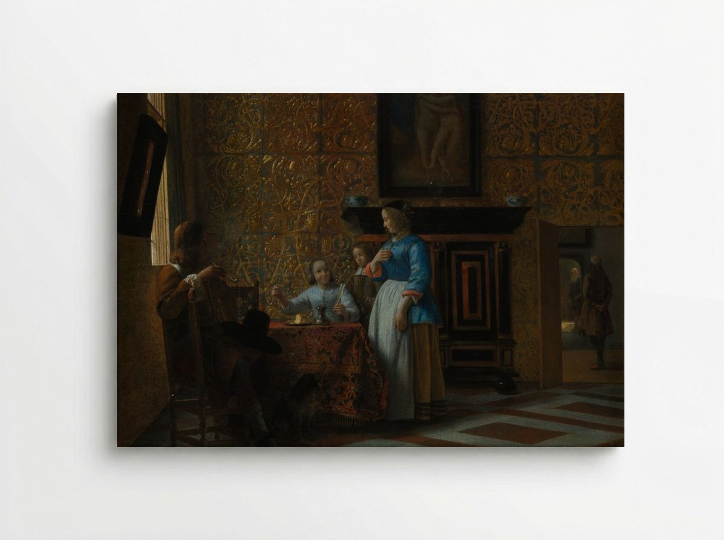 Leisure Time in an Elegant Setting - Pieter de Hooch - Canvas