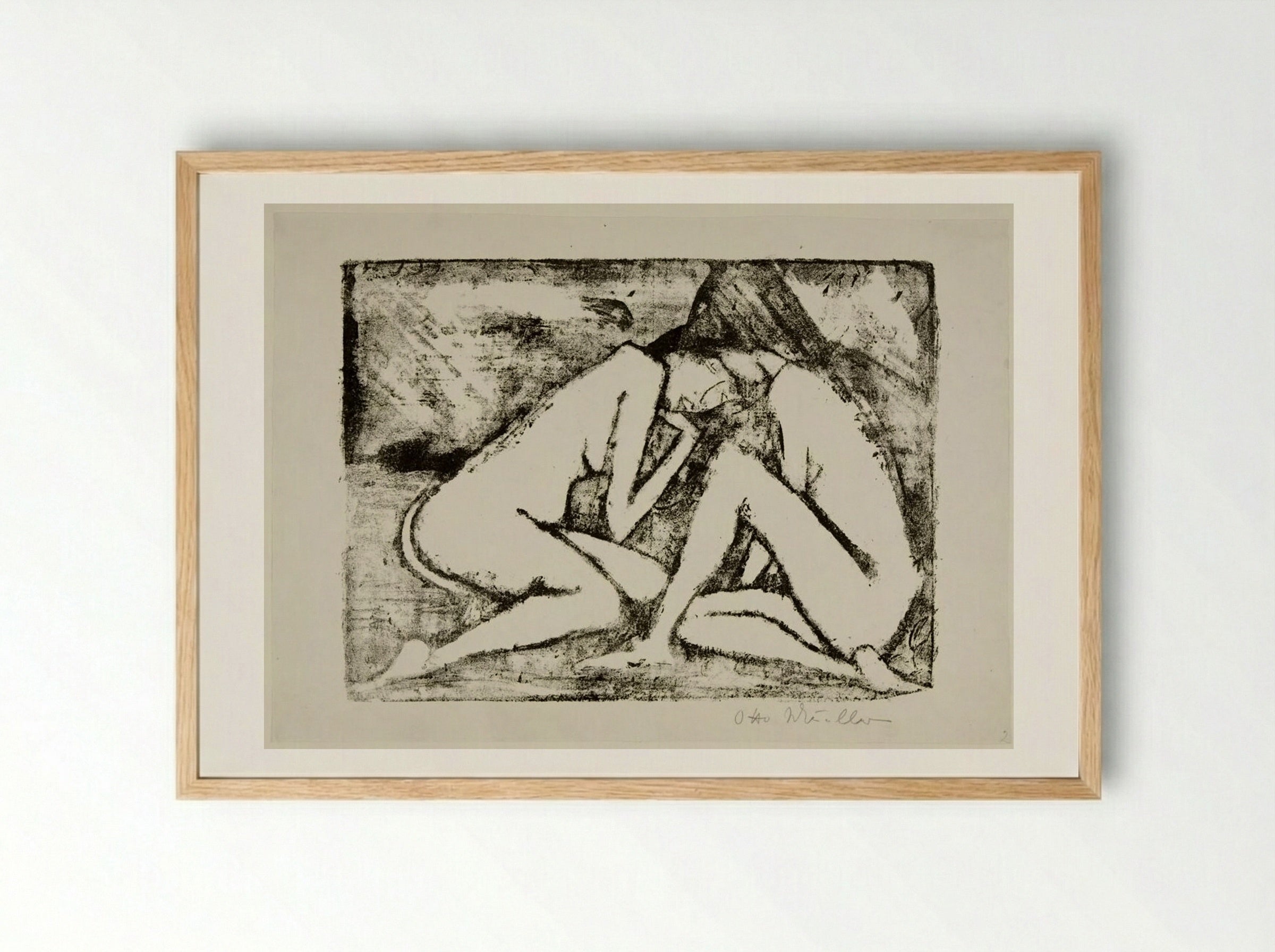 Two Girls Seated - Otto Mueller - Framed Print Wood