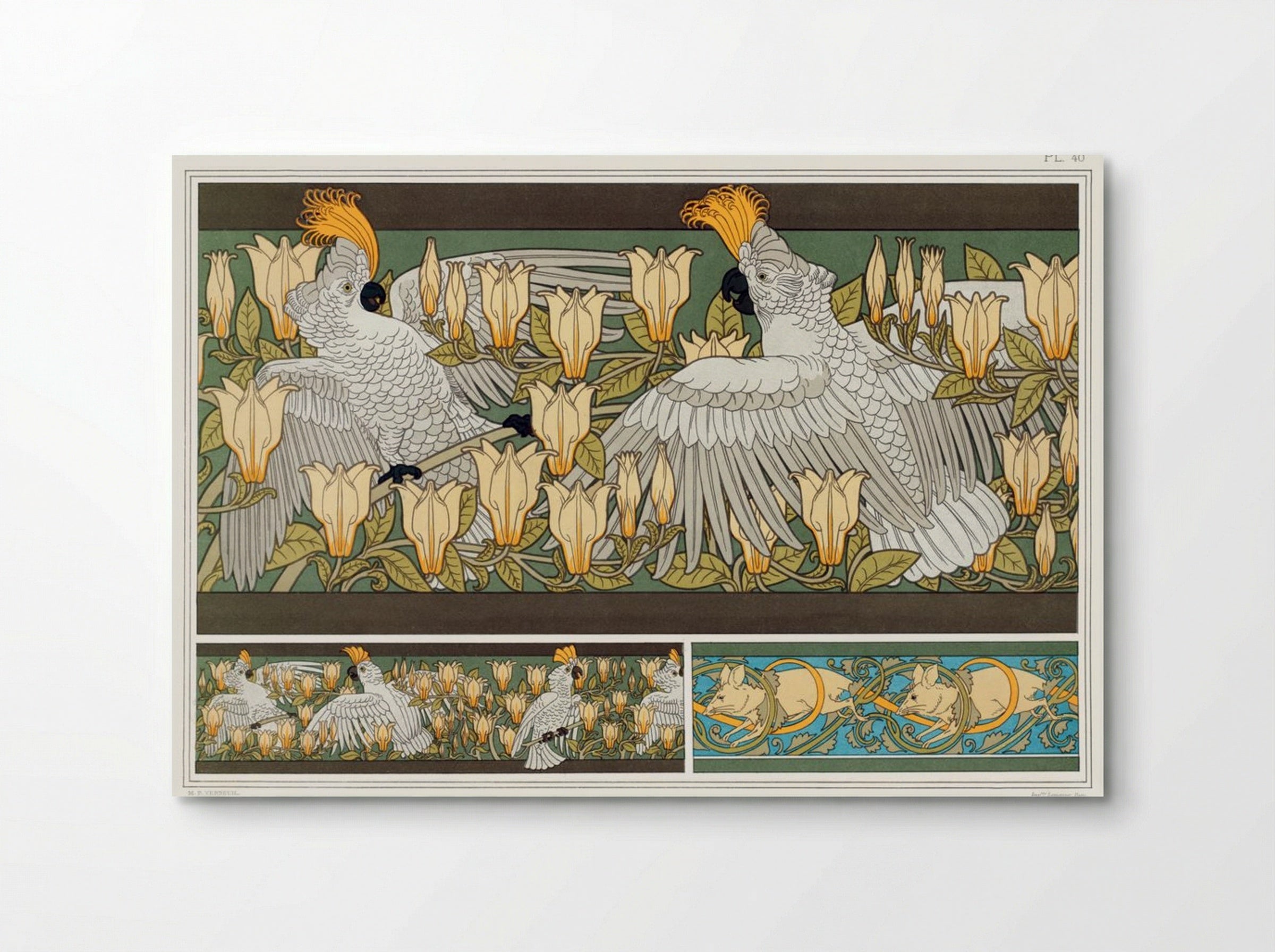 Cacatoès et Magnolia, Bordure; Souris Blanches - Maurice Pillard Verneuil - Poster