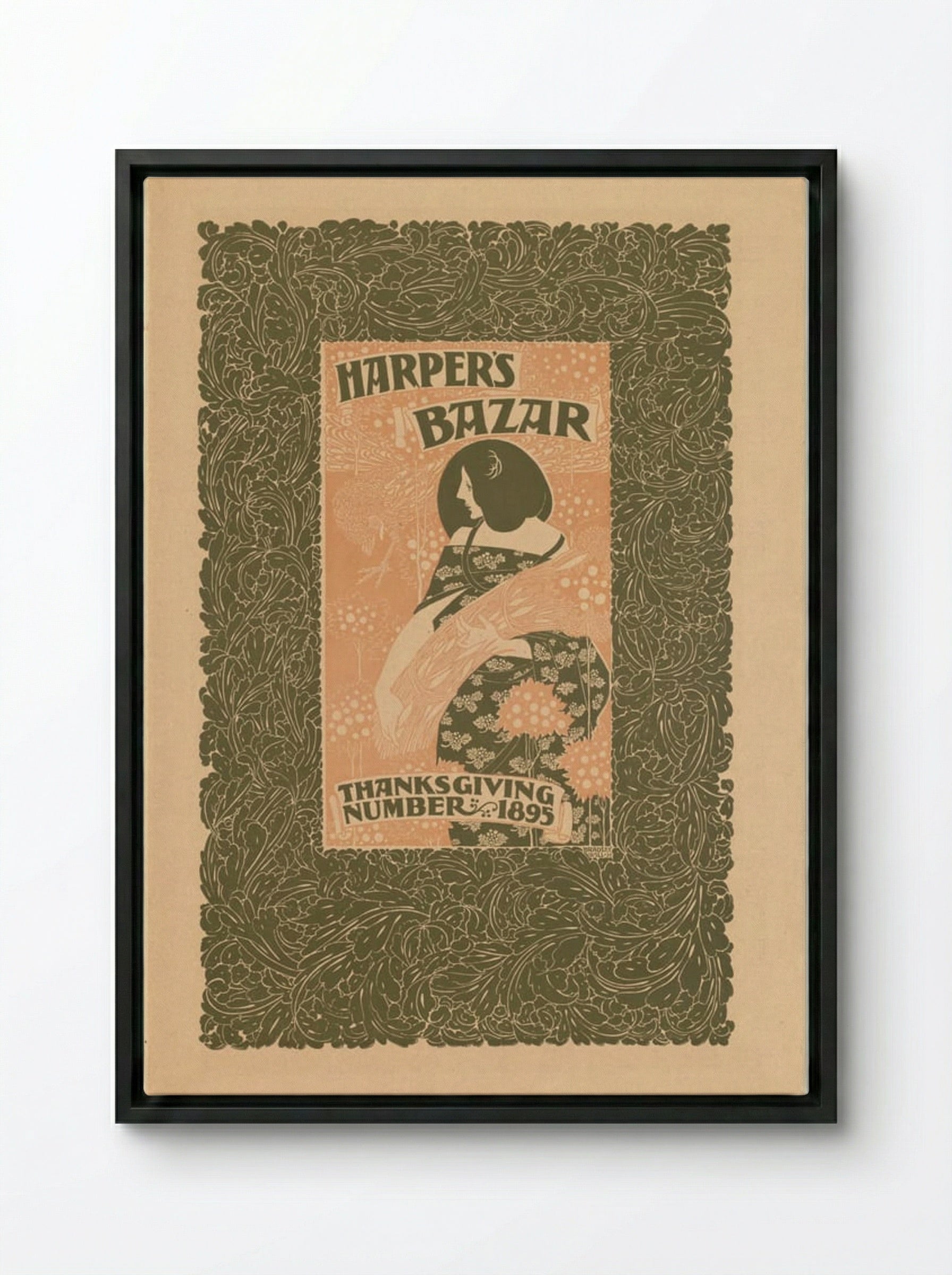 Harper's Bazar, Thanksgiving Number, 1895 - Will H. Bradley - Framed Canvas Black
