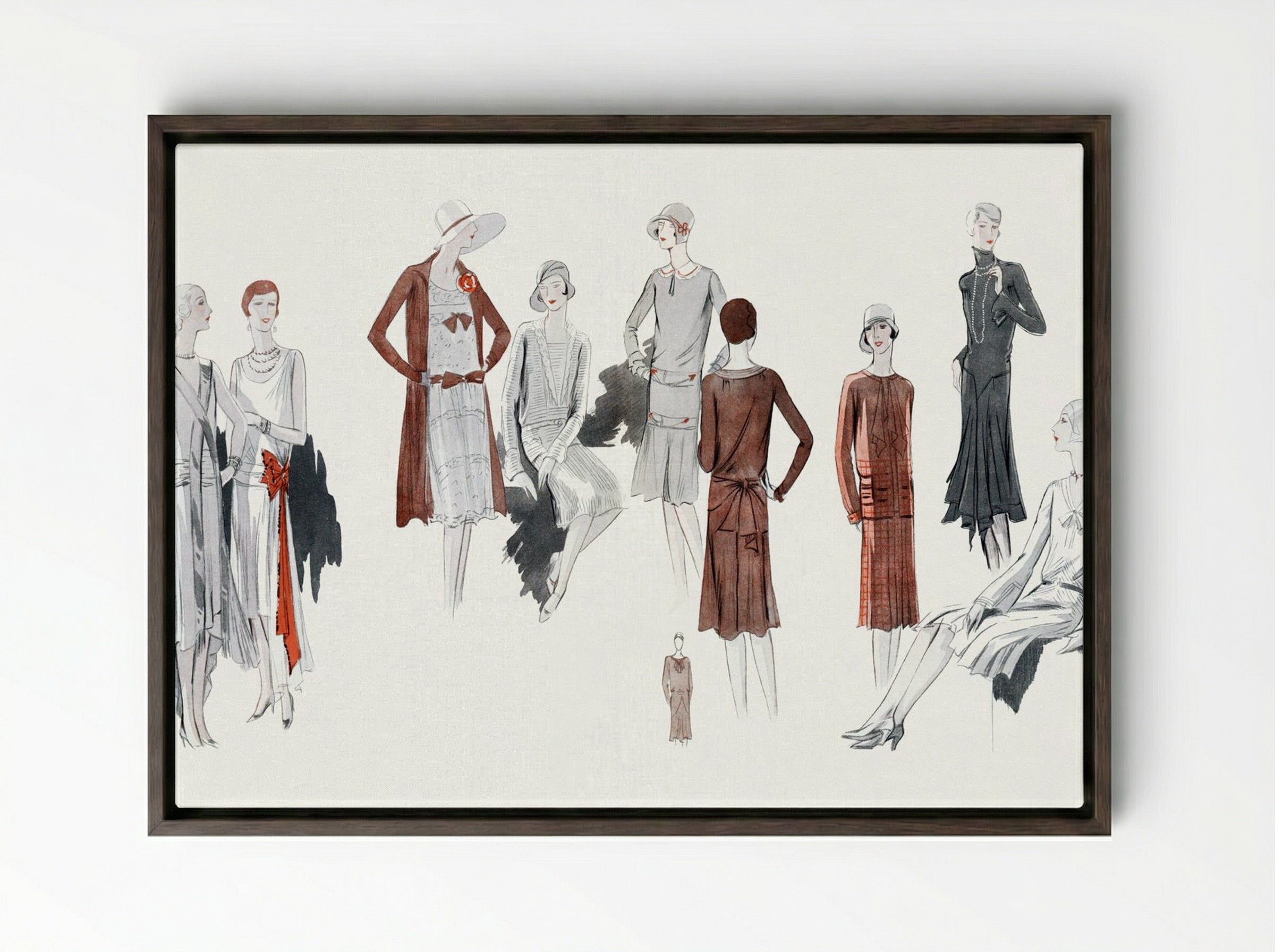 Dresses from the Fashion Houses - Paul Poiret - Framed Canvas Dark Wood