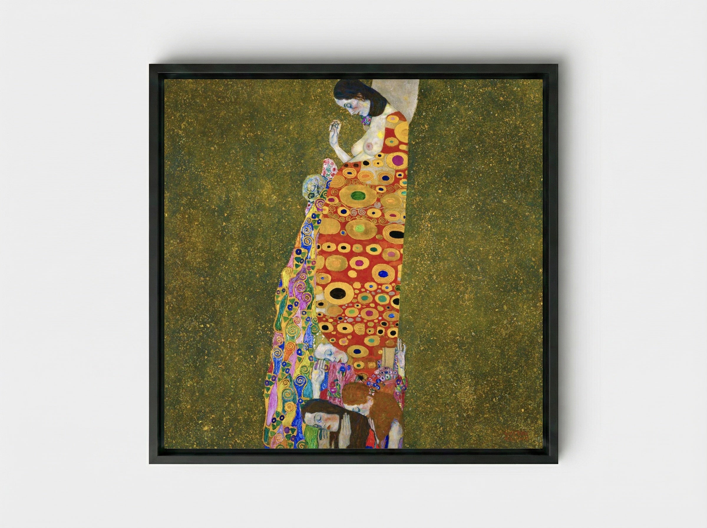Hope II - Gustav Klimt - Framed Canvas Black