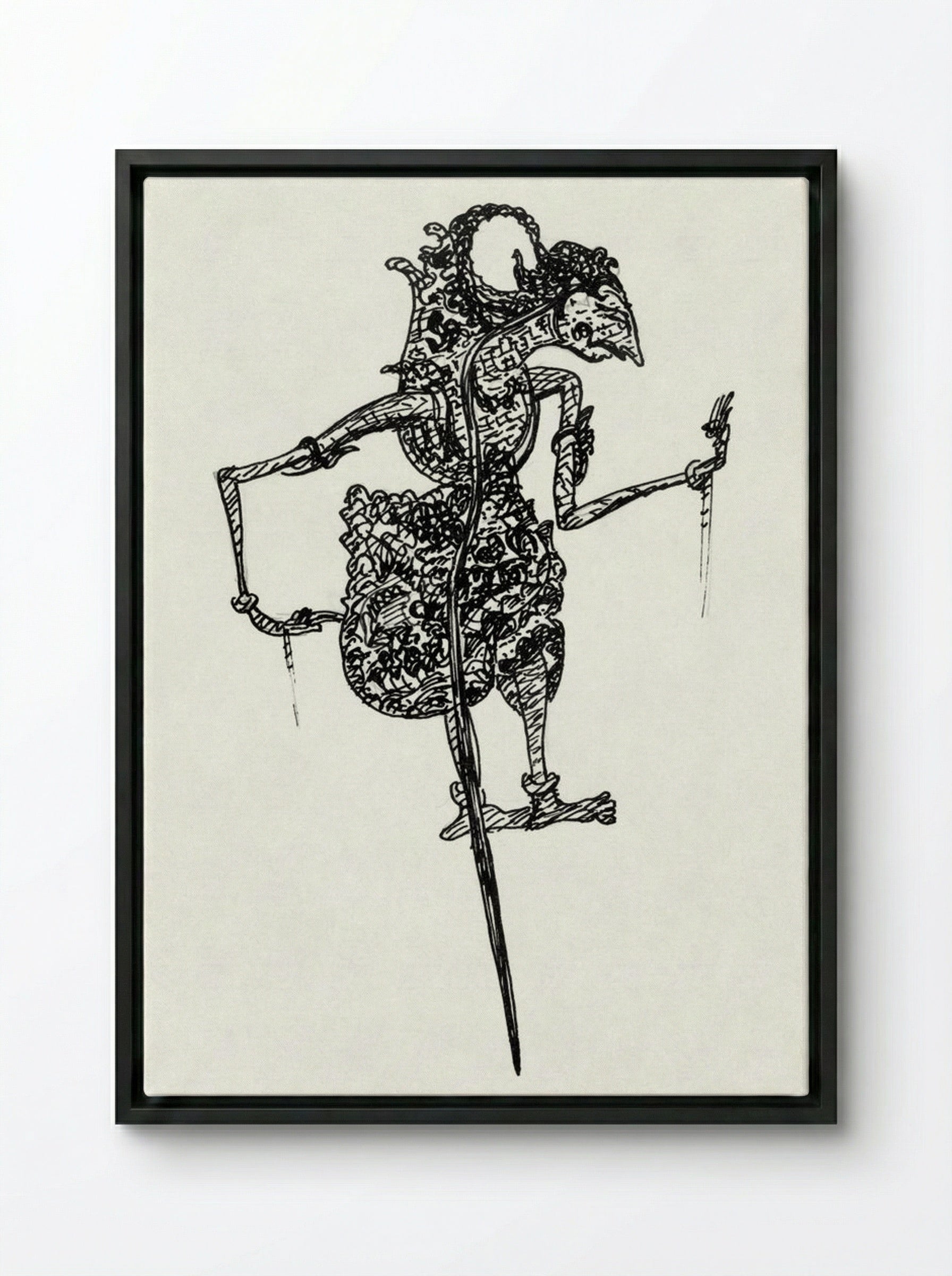 Wajangpop (Wayang Puppet) - Leo Gestel - Framed Canvas Black