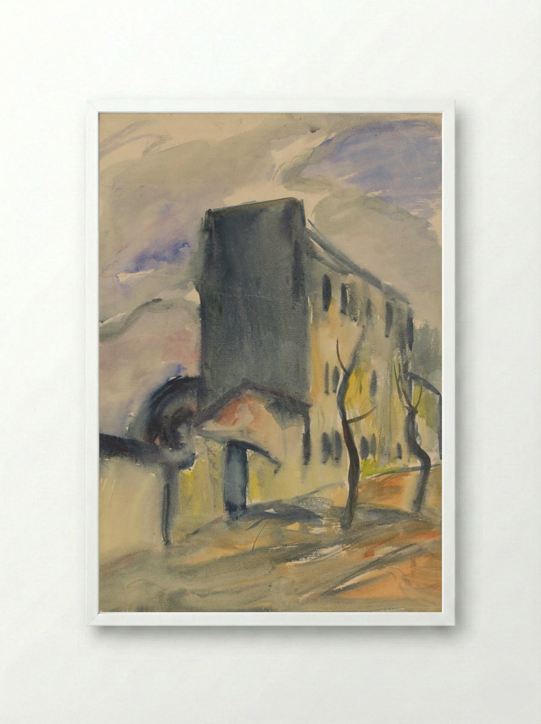 Lonely Blue House - Zolo Palugyay - Framed Print White