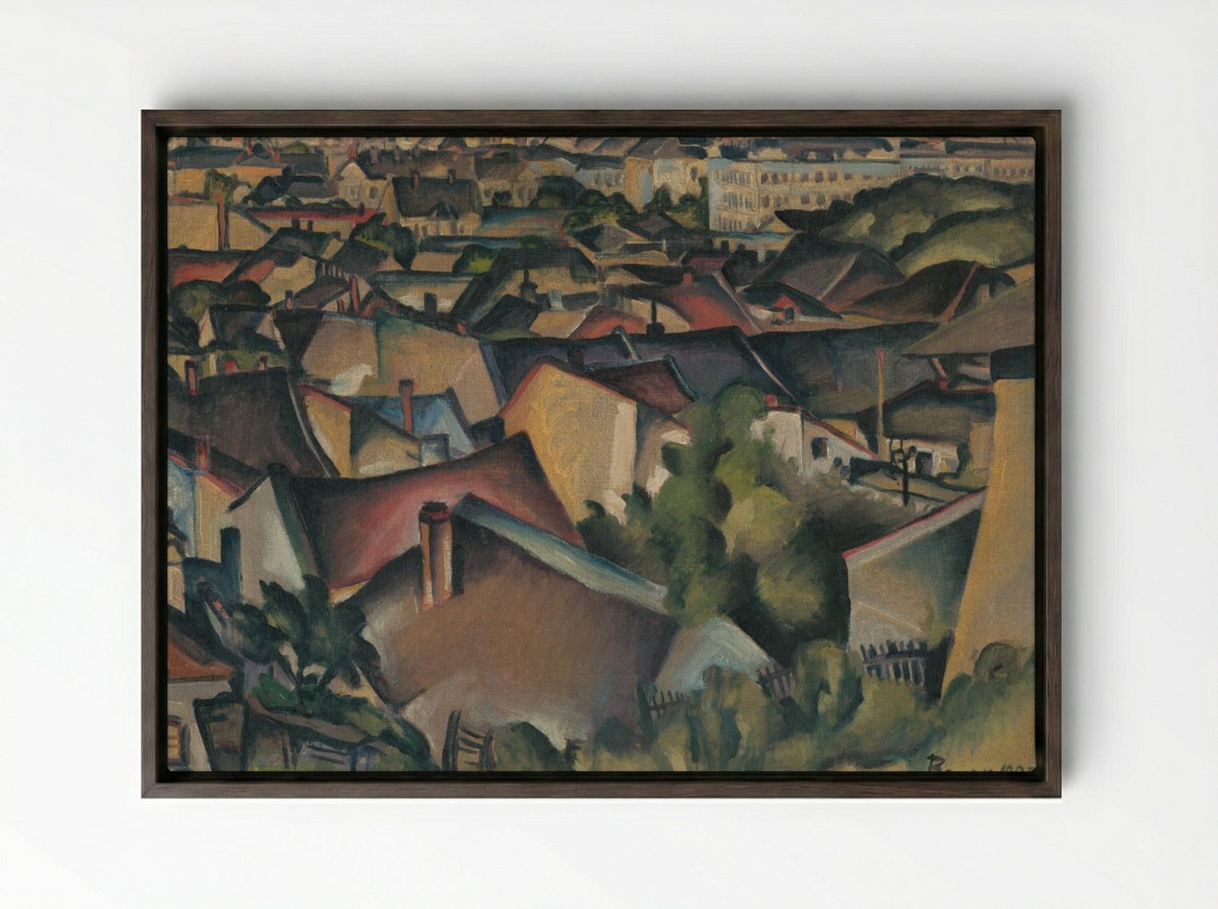 Kosice in Spring - Konstantin Bauer - Framed Canvas Dark Wood