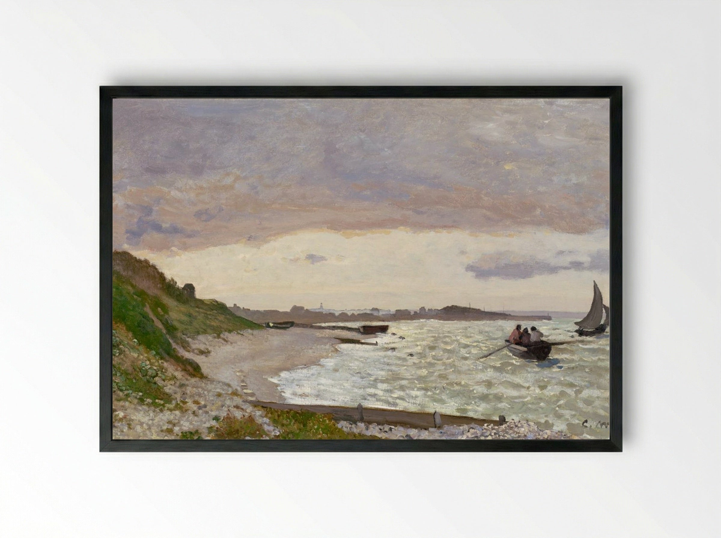 The Seashore at Sainte-Adresse - Claude Monet - Framed Print Black