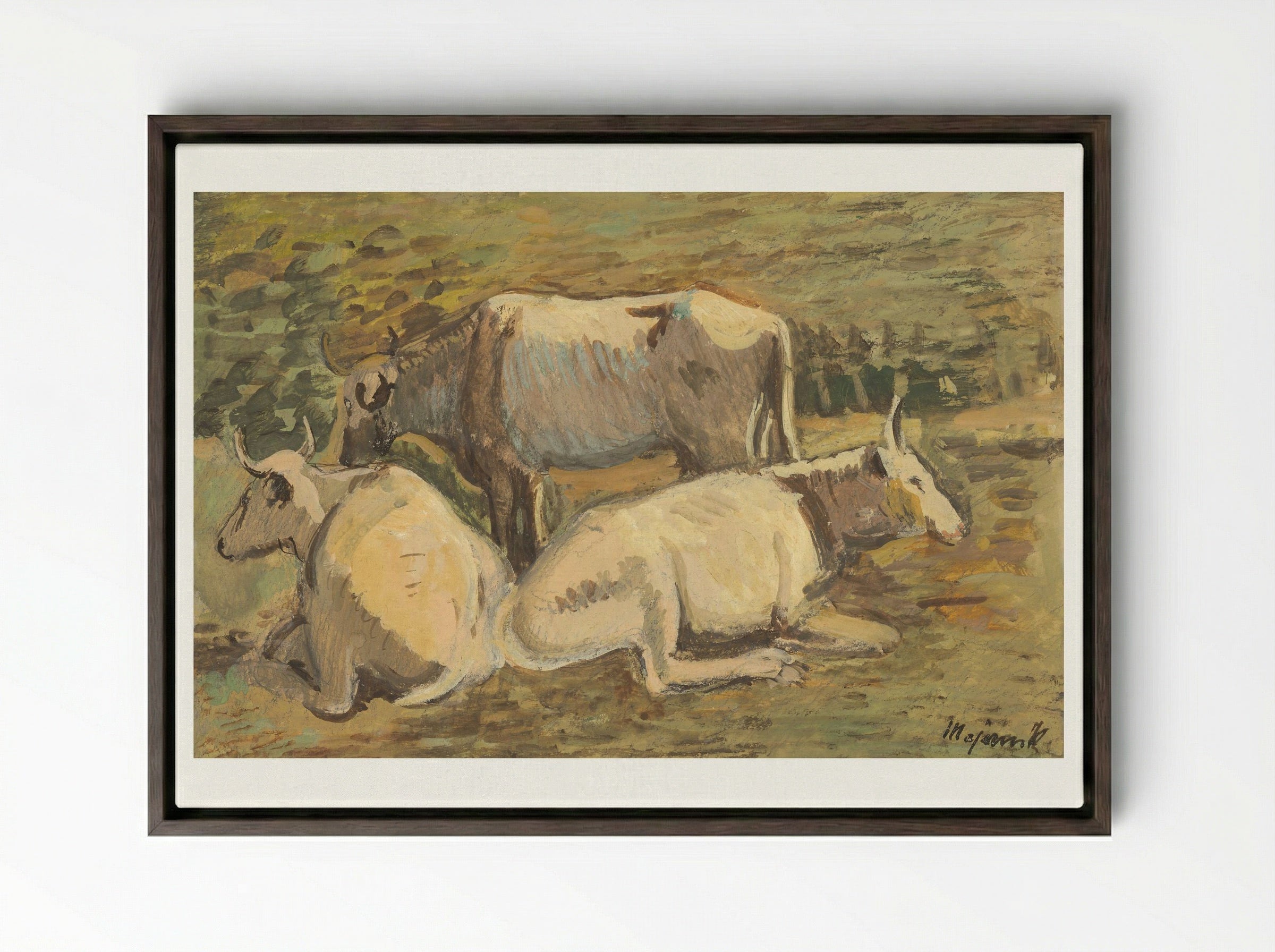 Cows - Cyprián Majerník - Framed Canvas Dark Wood