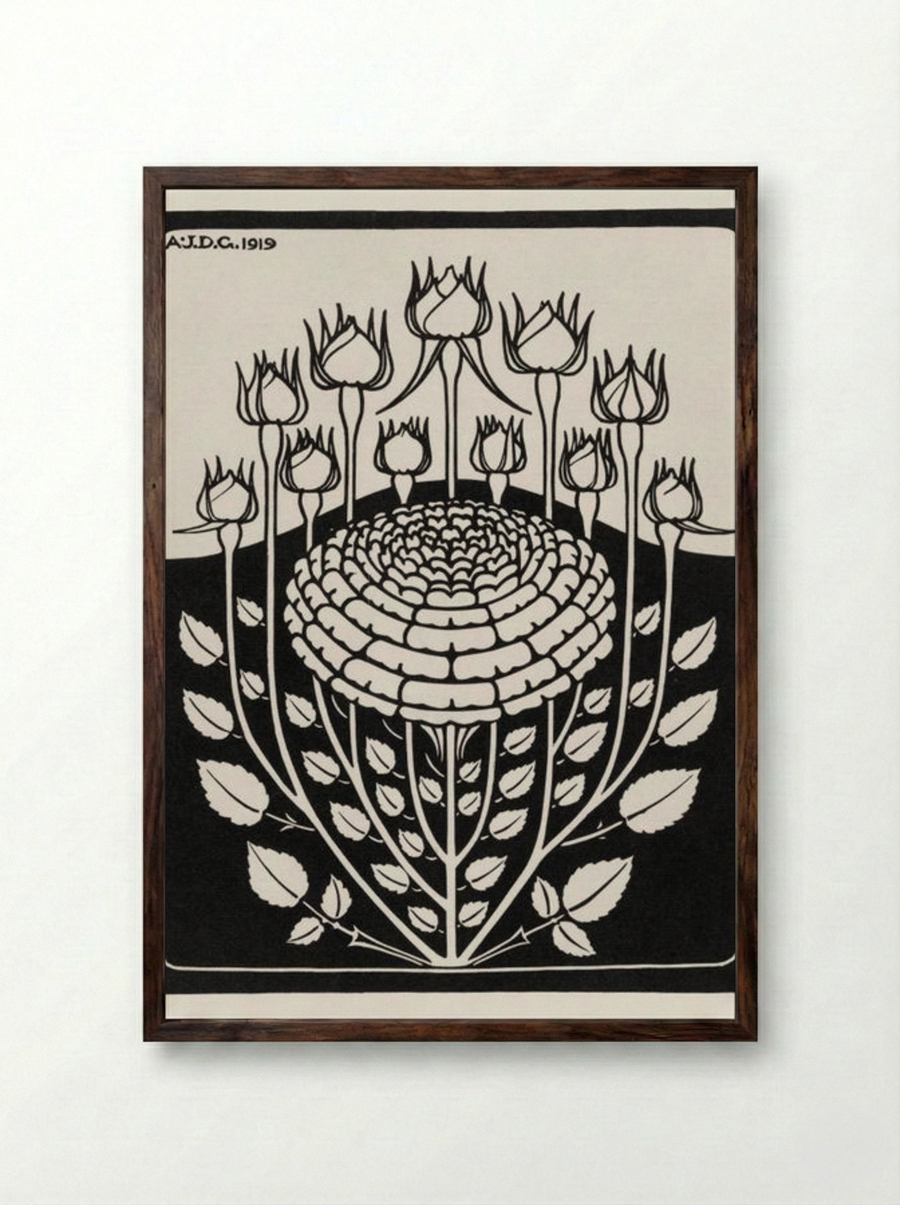 Rose Bush - Julie de Graag - Framed Print Dark Wood