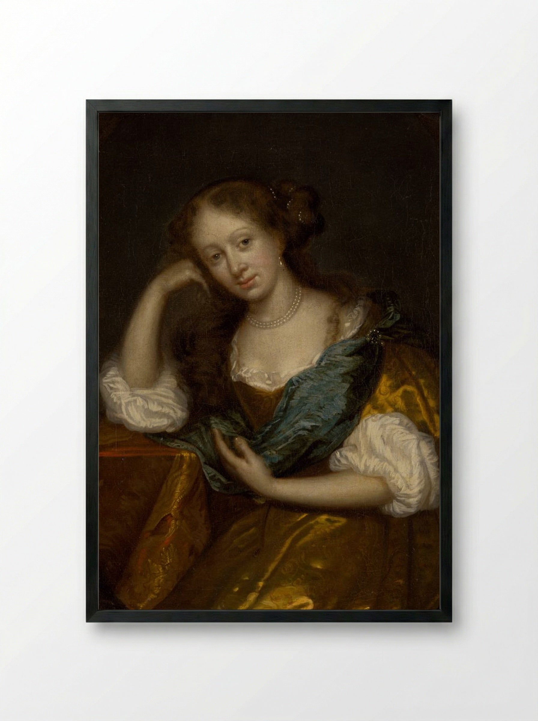 In Thought - Godfried Schalcken - Framed Print Black