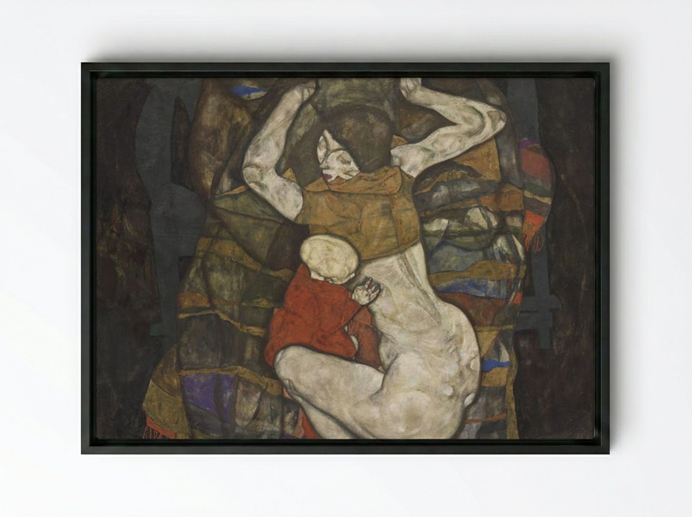 Young Mother - Egon Schiele - Framed Canvas Black