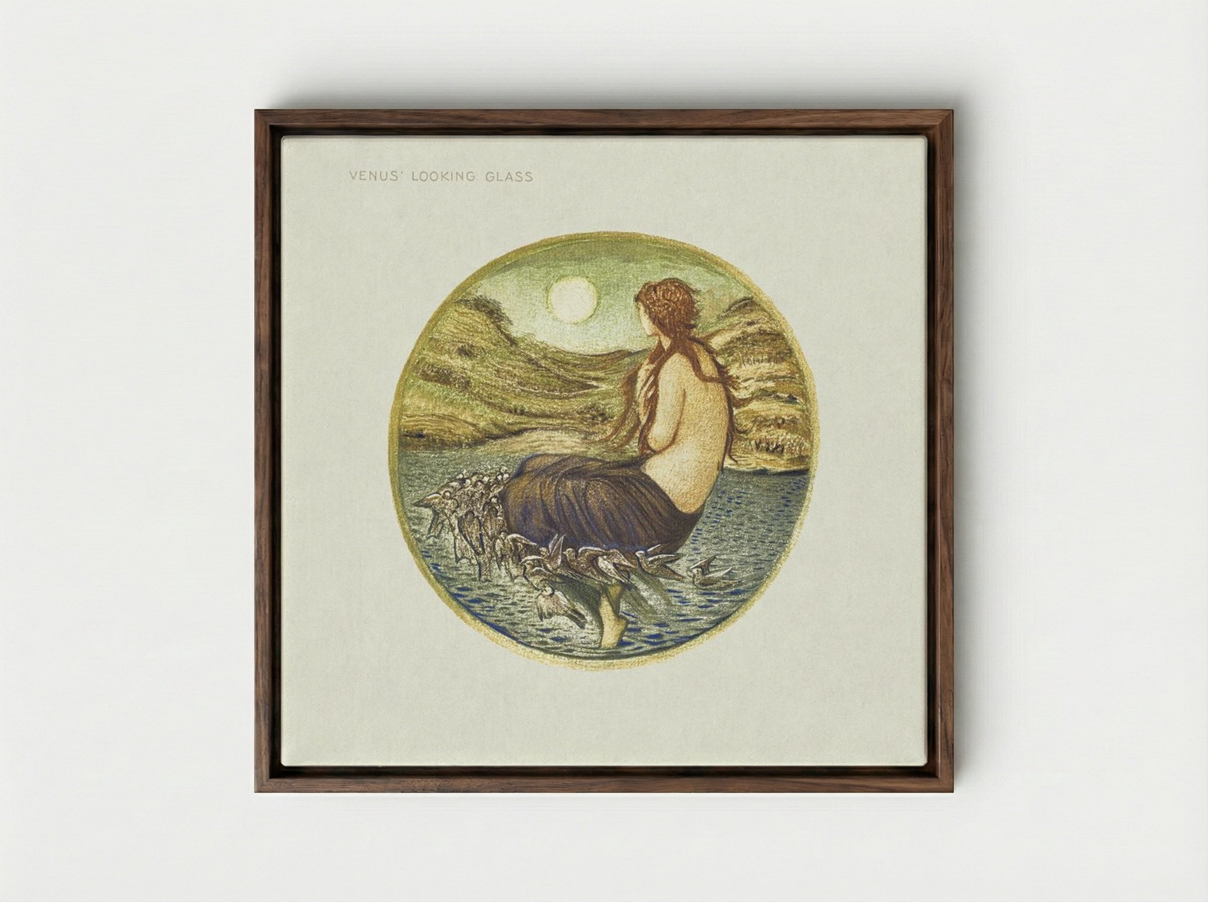 Venus' Looking Glass - Edward Burne-Jones - Framed Canvas Dark Wood