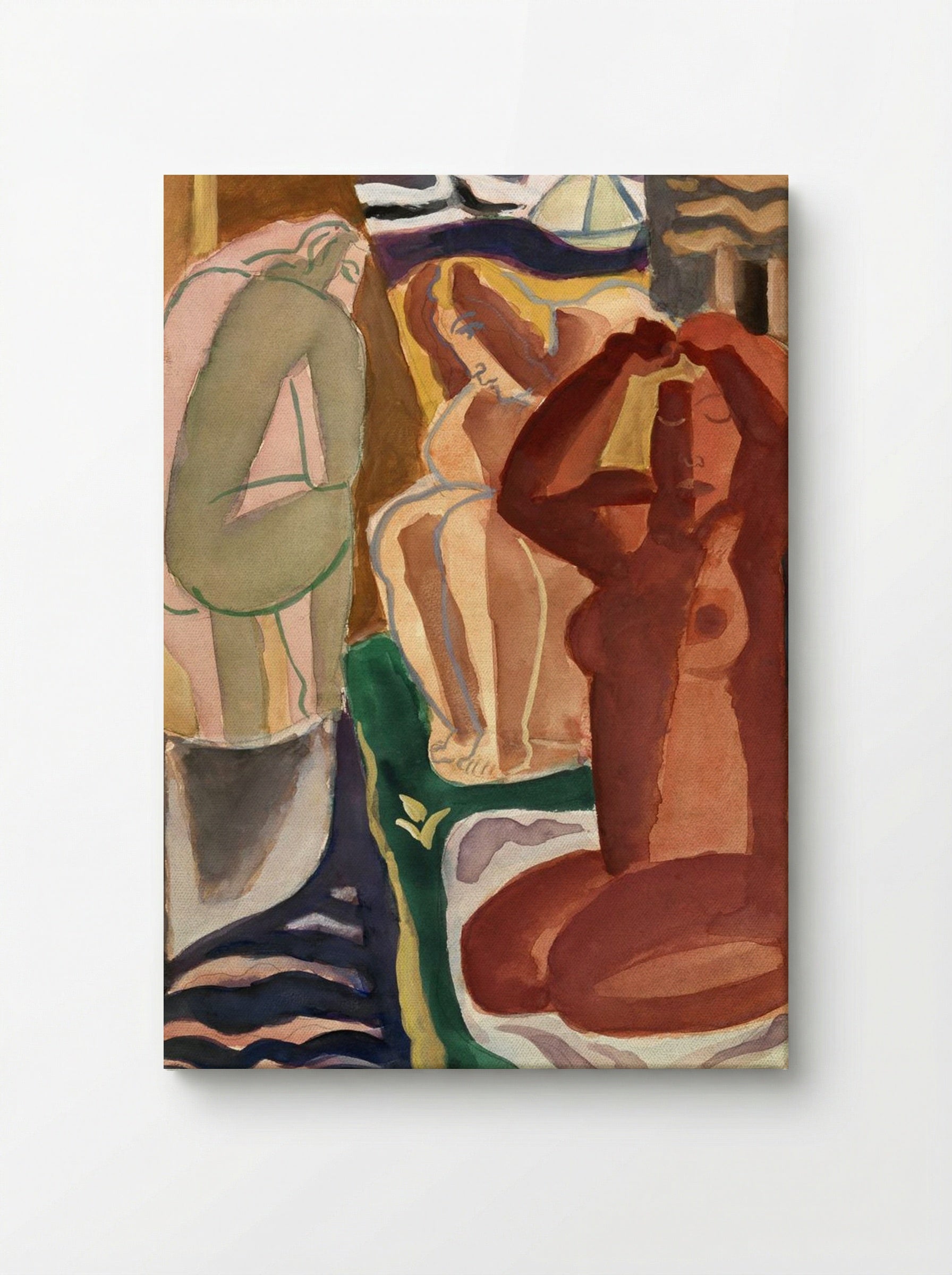 Two Bathing Women and a Bridge Figure - Leo Gestel - Canvas