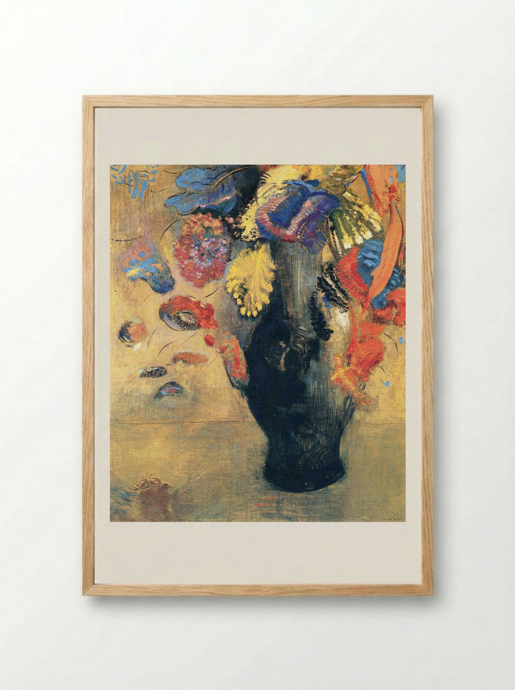 Flowers in a Black Vase - Odilon Redon - Framed Print Wood