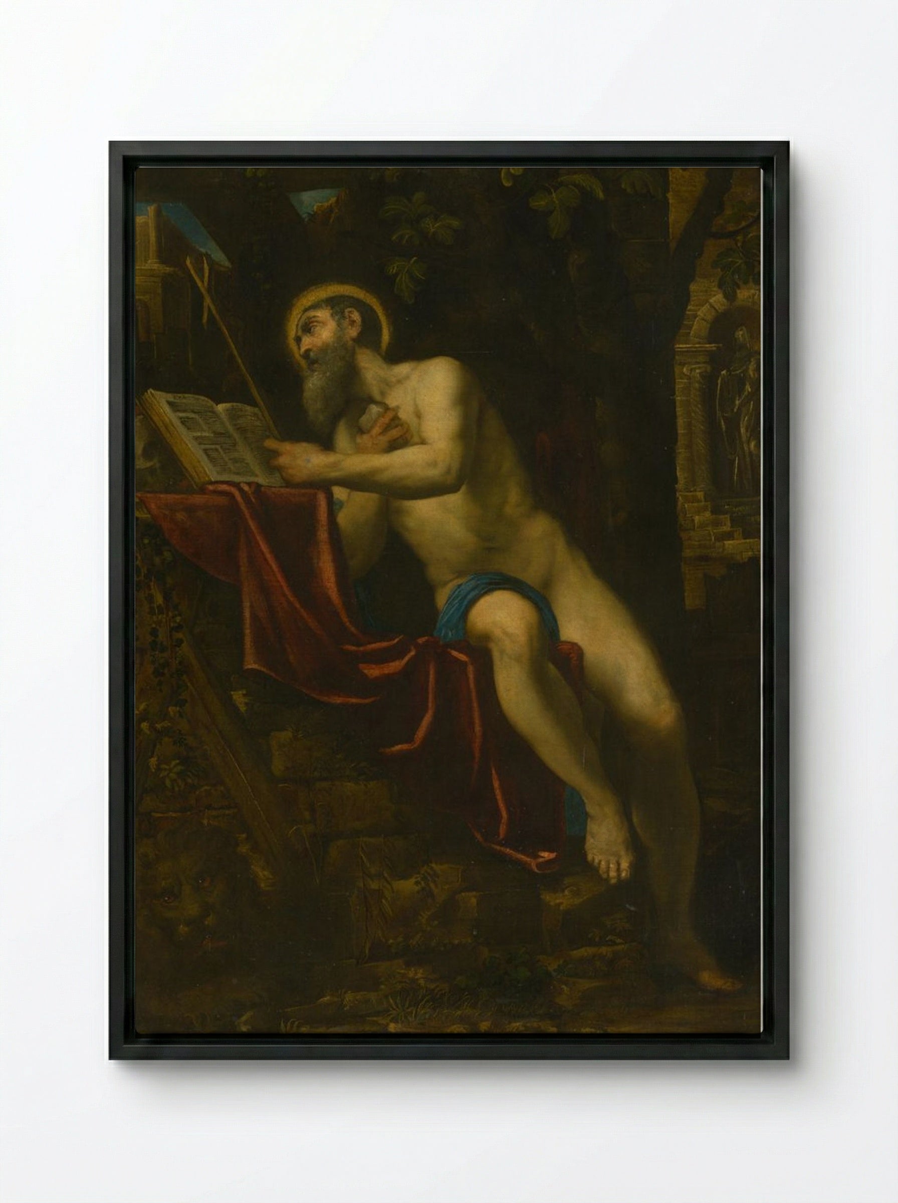 Saint Jerome - Jusepe de Ribera - Framed Canvas Black