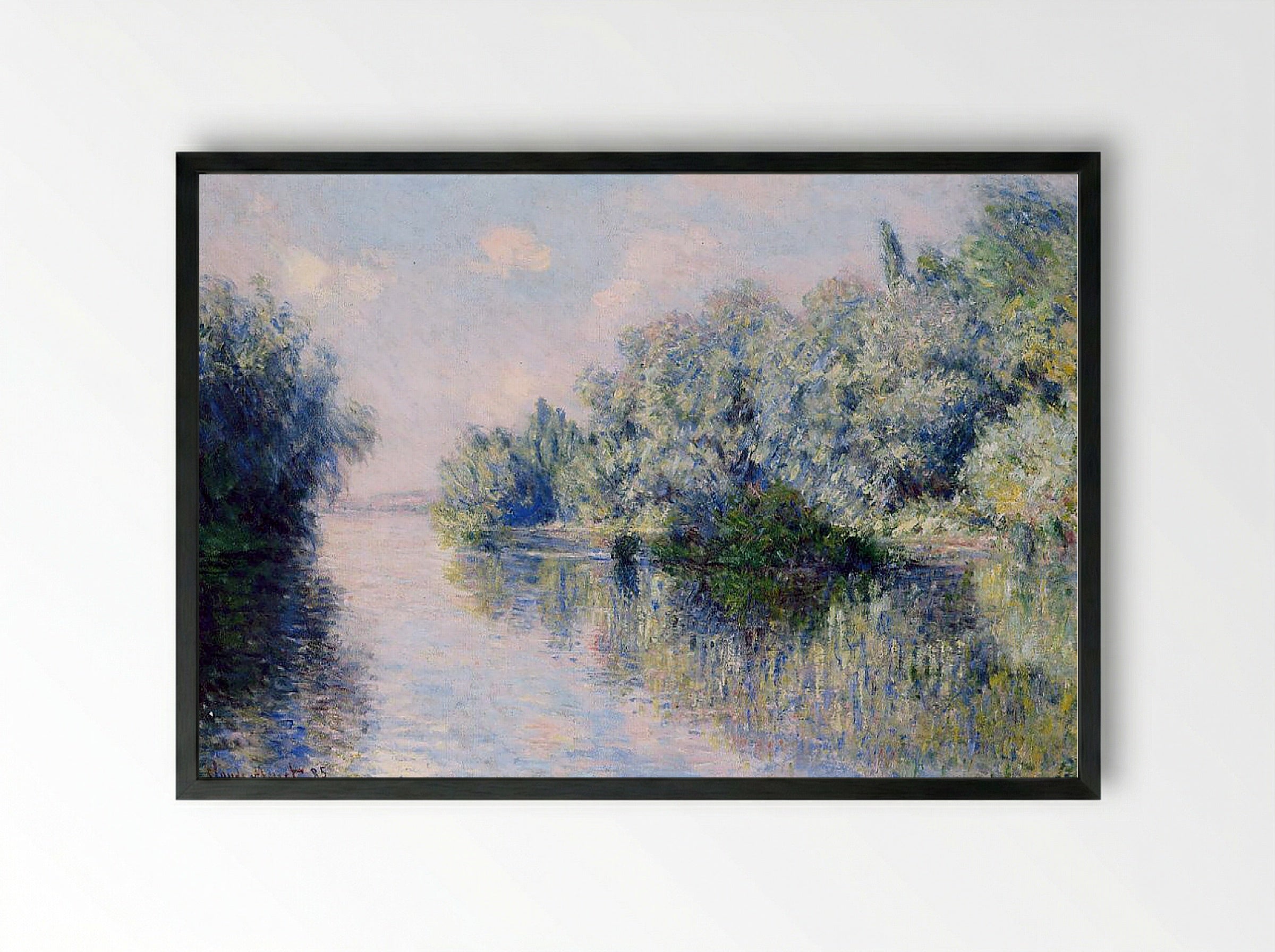 The Seine near Giverny - Claude Monet - Framed Print Black