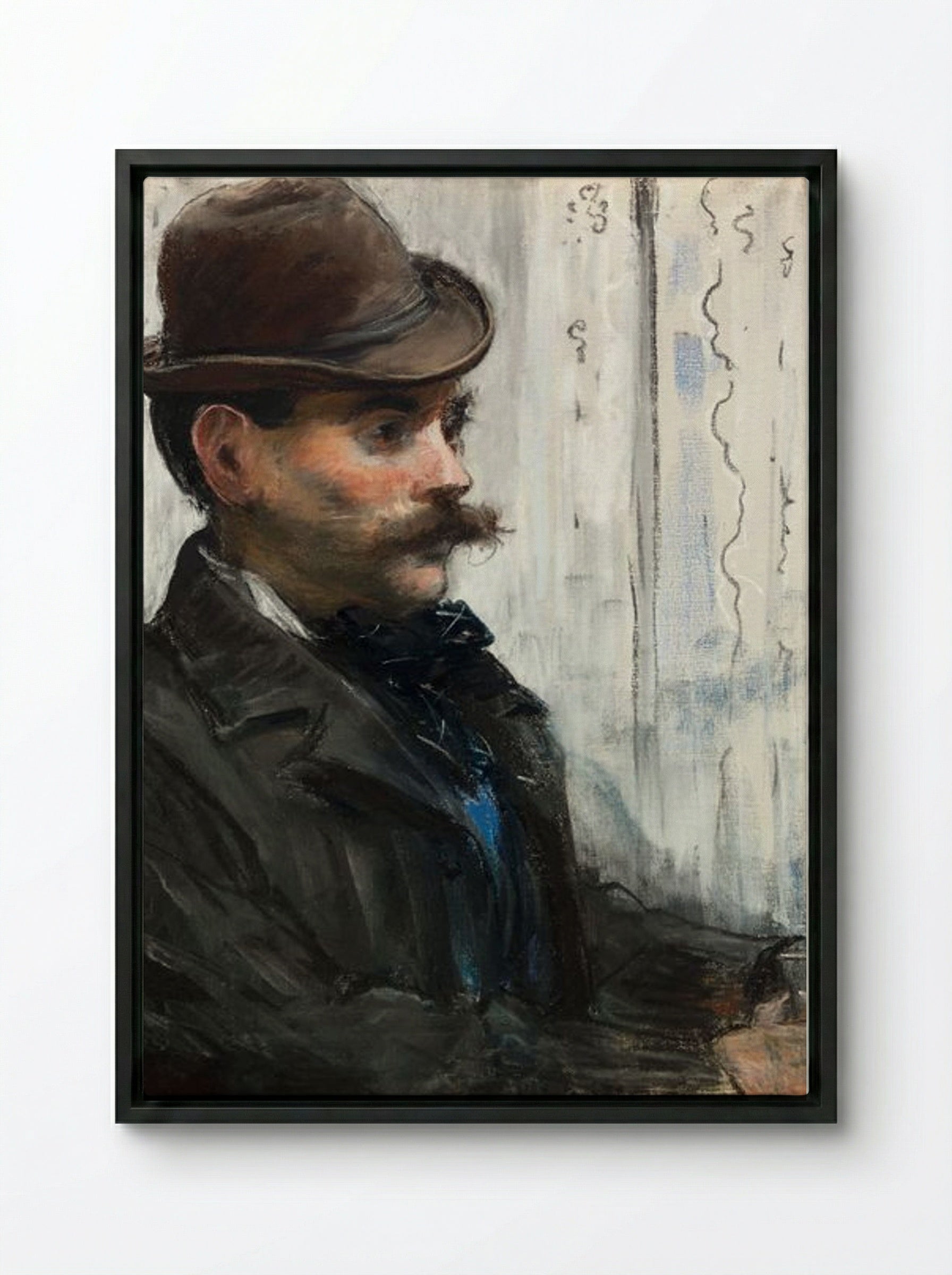 Portrait of Alphonse Maureau - Édouard Manet - Framed Canvas Black