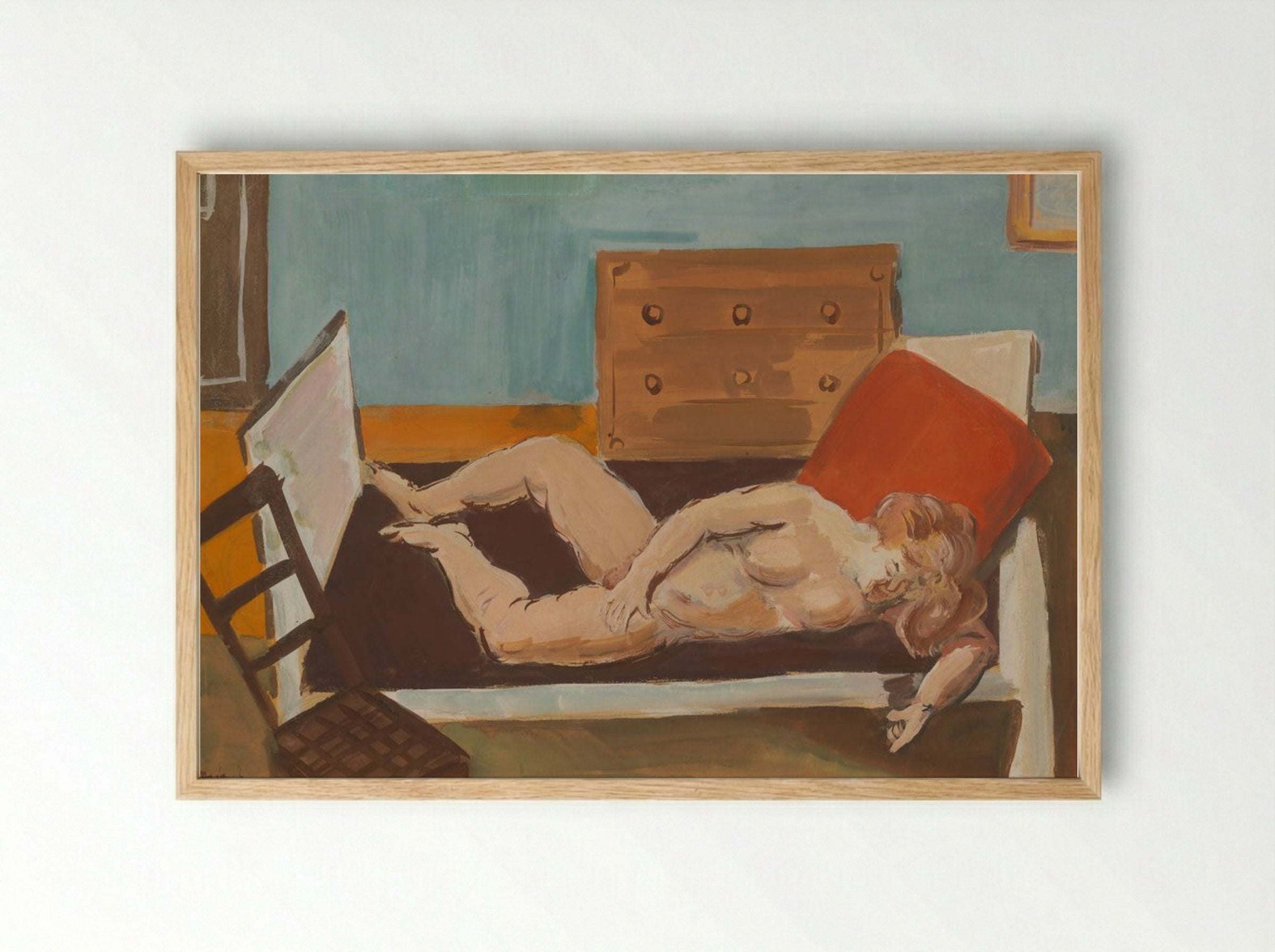 Nude on a Bed - Cyprián Majerník - Framed Print Wood
