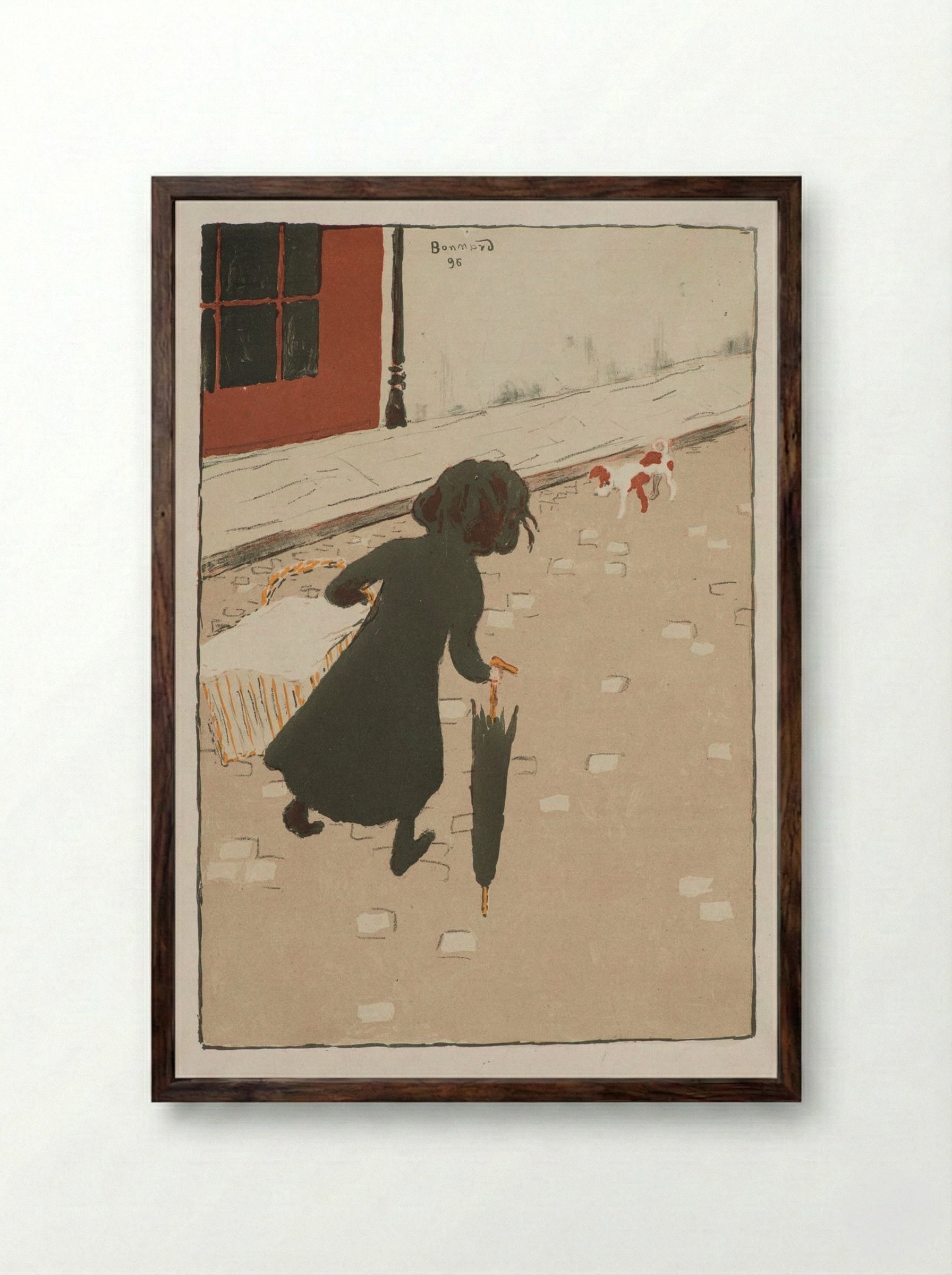 The Little Laundress (La Petite Blanchisseuse) - Pierre Bonnard - Framed Print Dark Wood